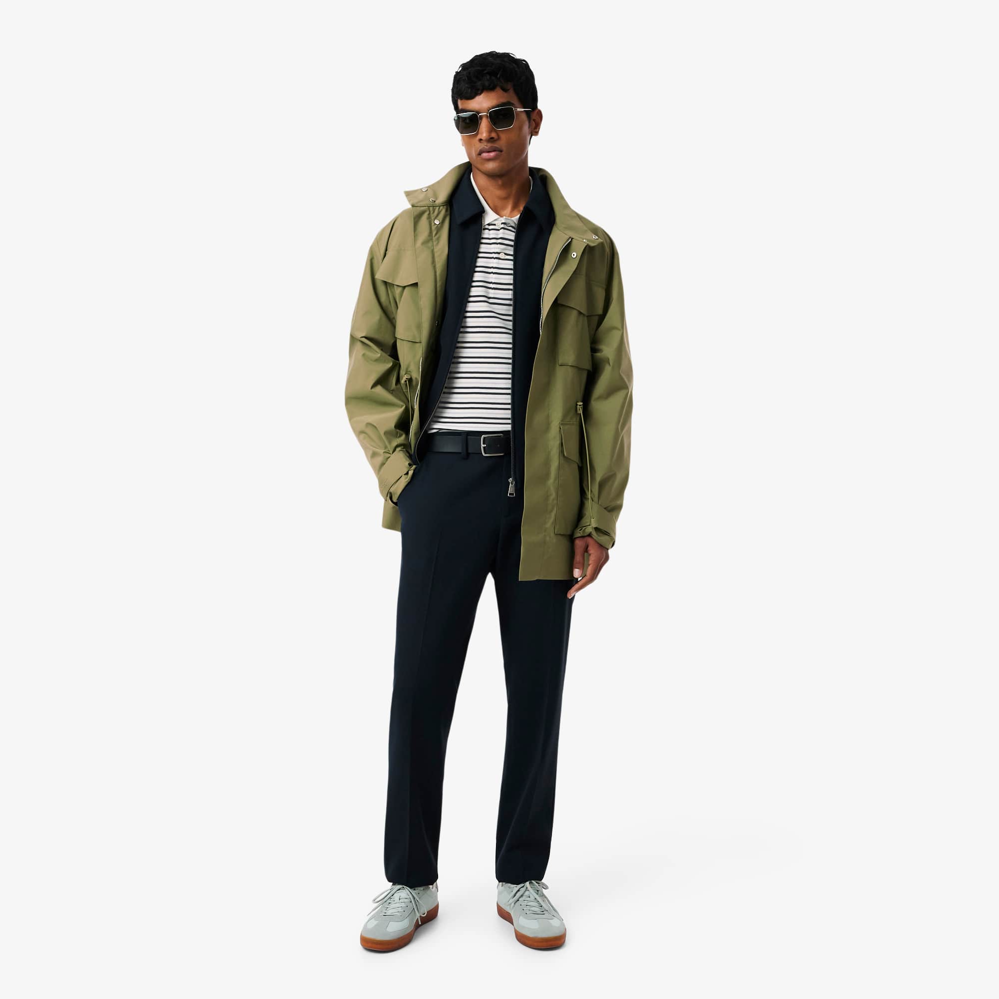 Classic Fit Striped Petit Piqué Polo - Noir / Blanc