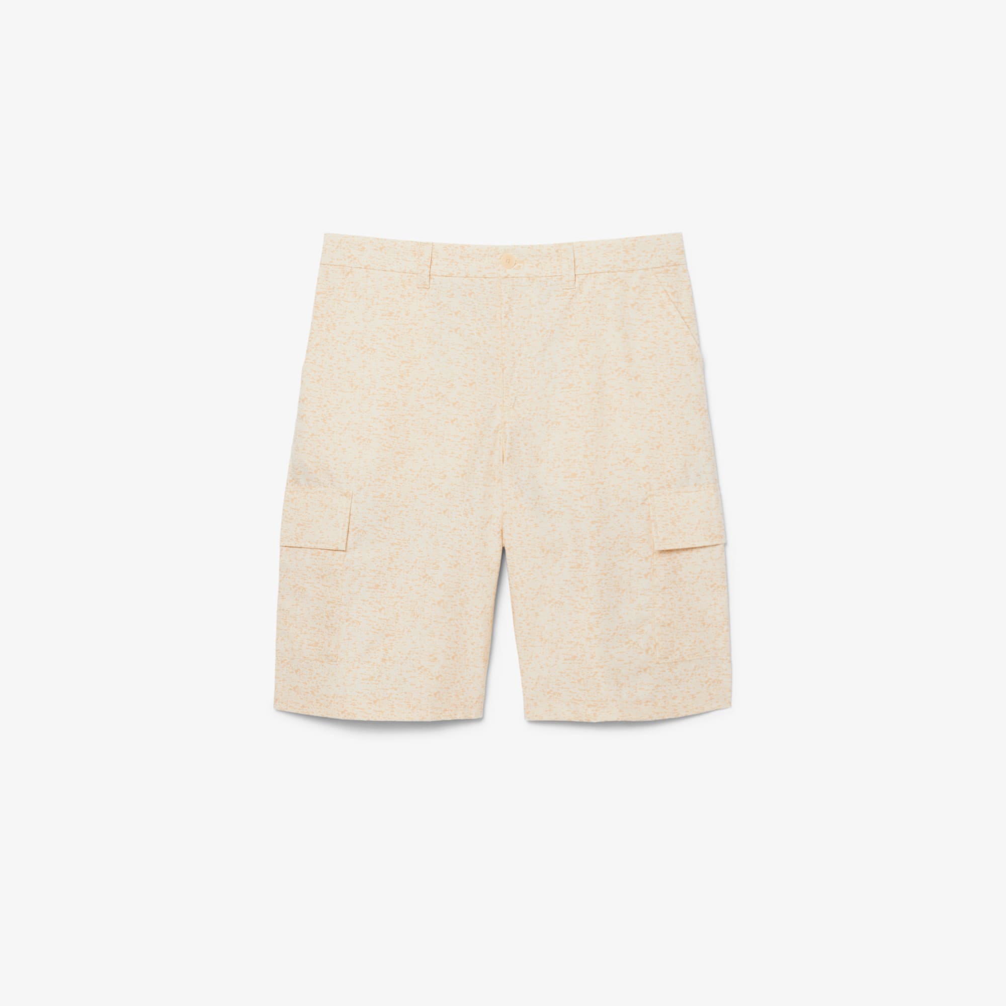 Straight Fit Printed Bermuda Cargo Shorts - Beige