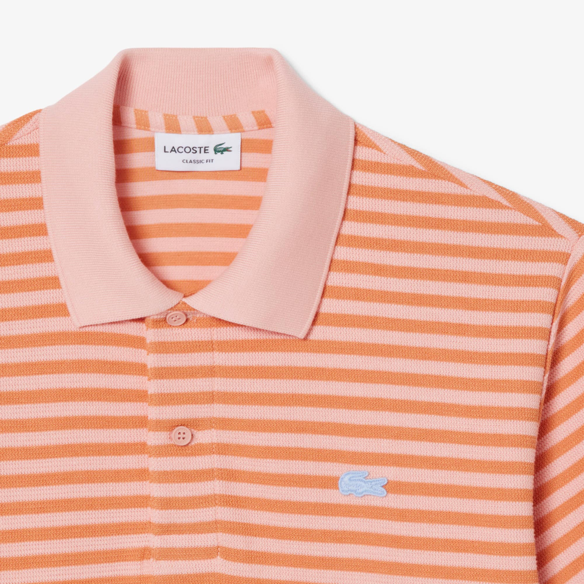 Classic Fit Textured Striped Polo - Rose / Orange