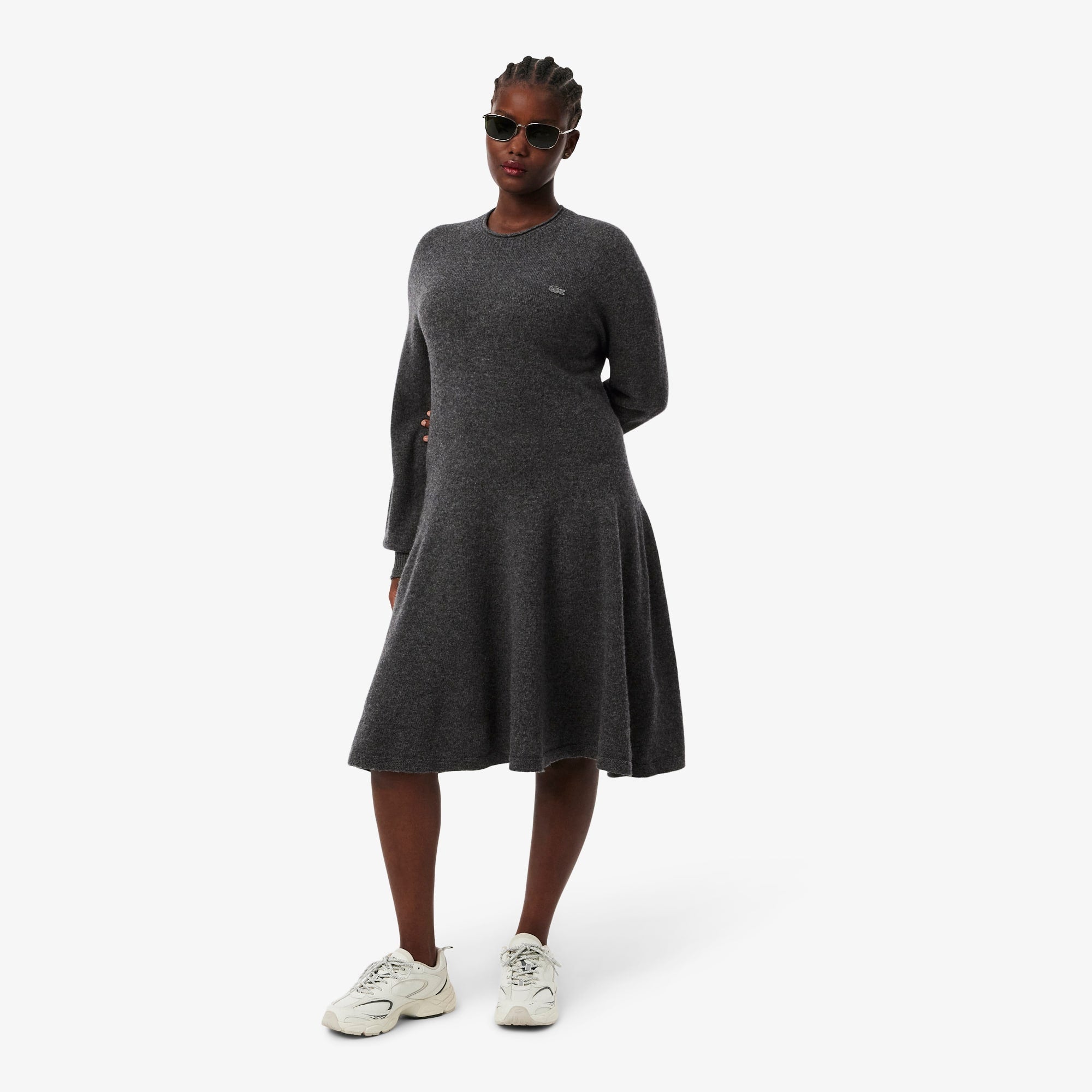 Women's Short Seamless Wool Dress - Grey pitch