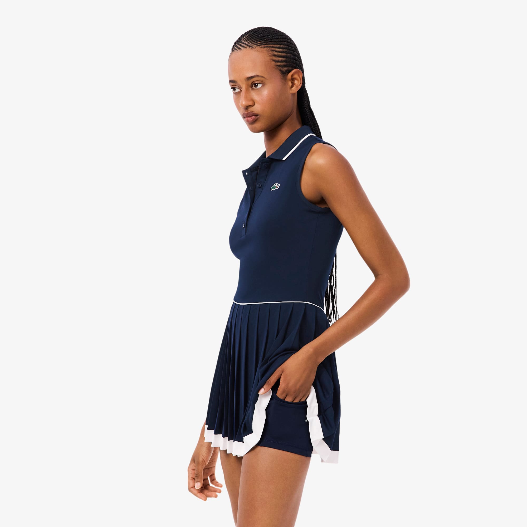 Women's Ultra Dry Tennis Heritage Dress - Navy Blue / White / Navy Blue
