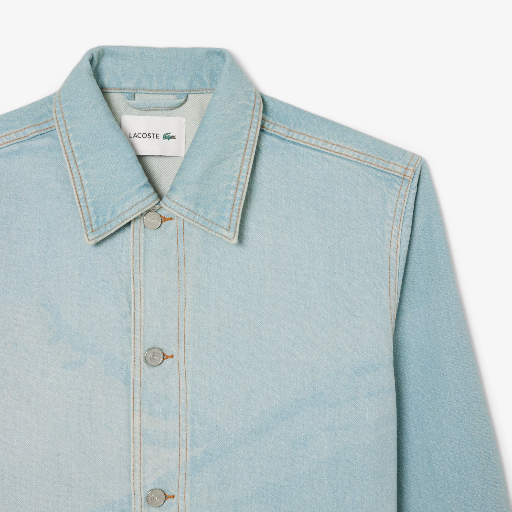 Men's Landscape Motif Denim Overshirt - Blue