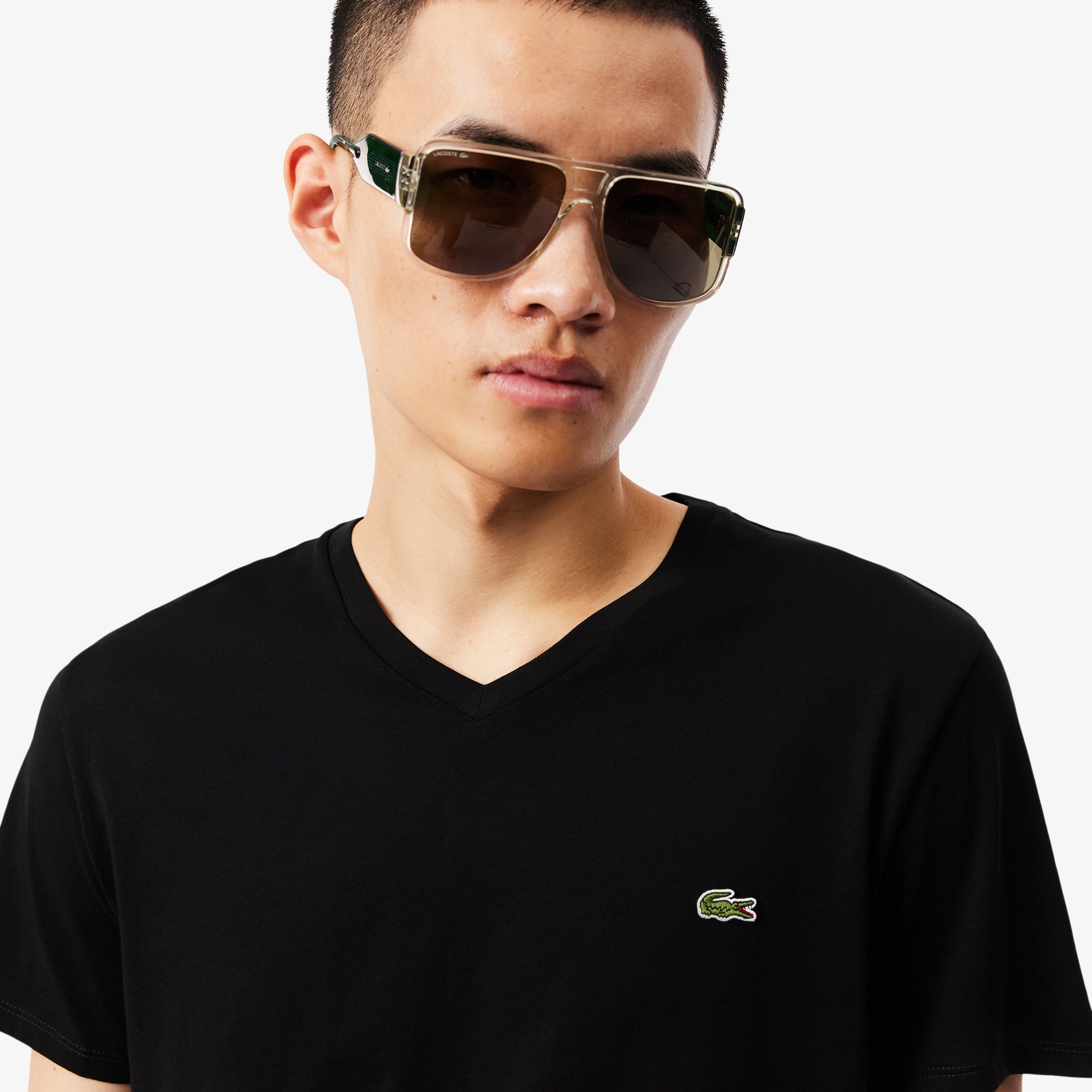 Men's Lightweight Pima Cotton V-Neck T-Shirt - Black