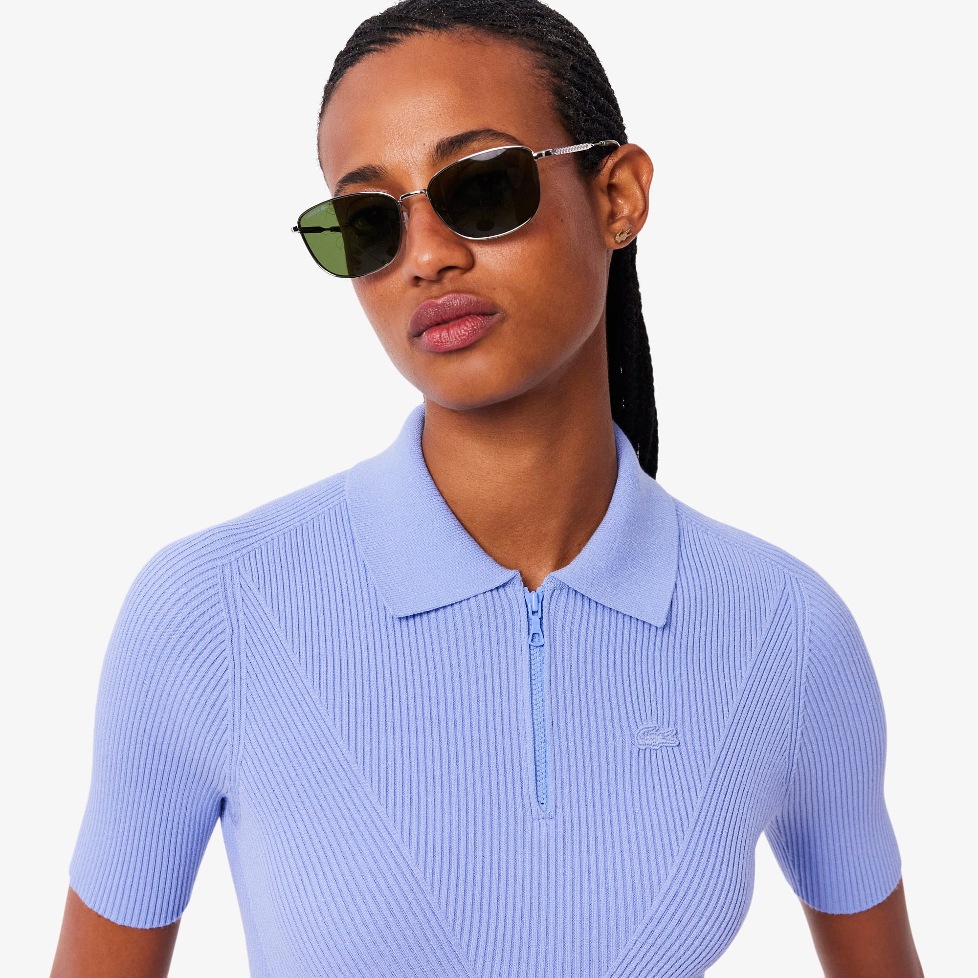 Women's 3D Ribbed Knit Polo - Purple