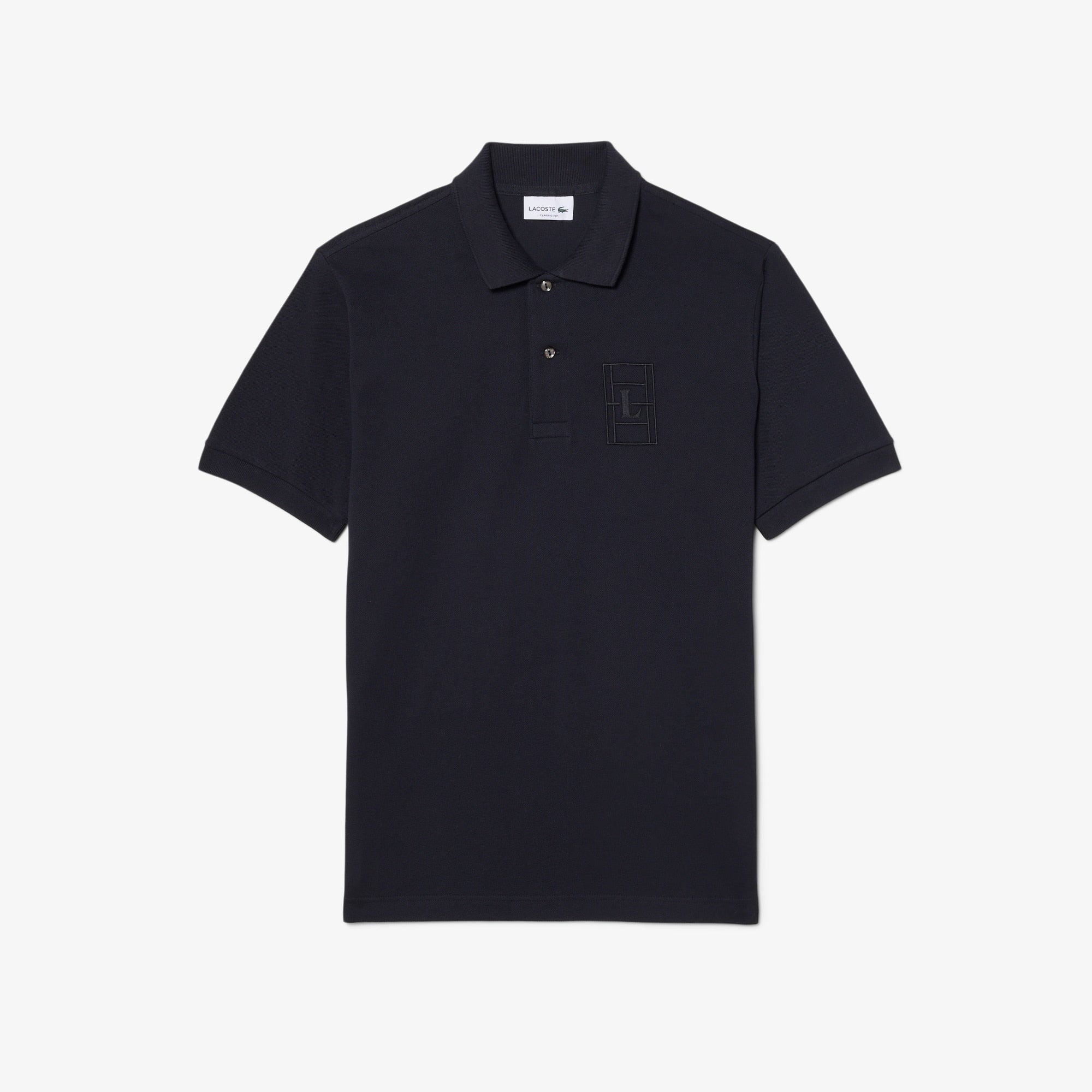 Classic Fit Embroidery Detail Petit Piqué Polo - Black