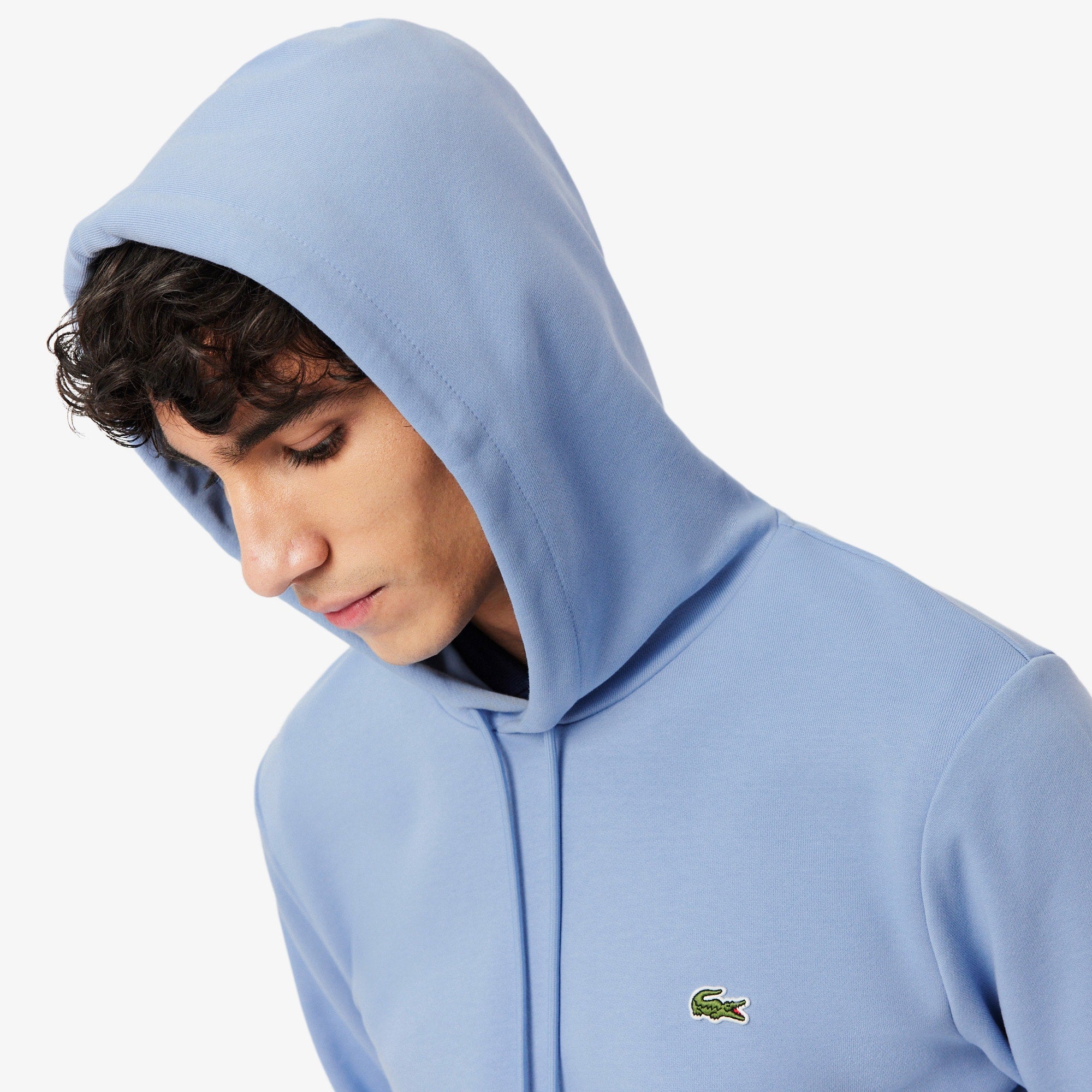Men's Cotton Fleece Hoodie - Light Blue