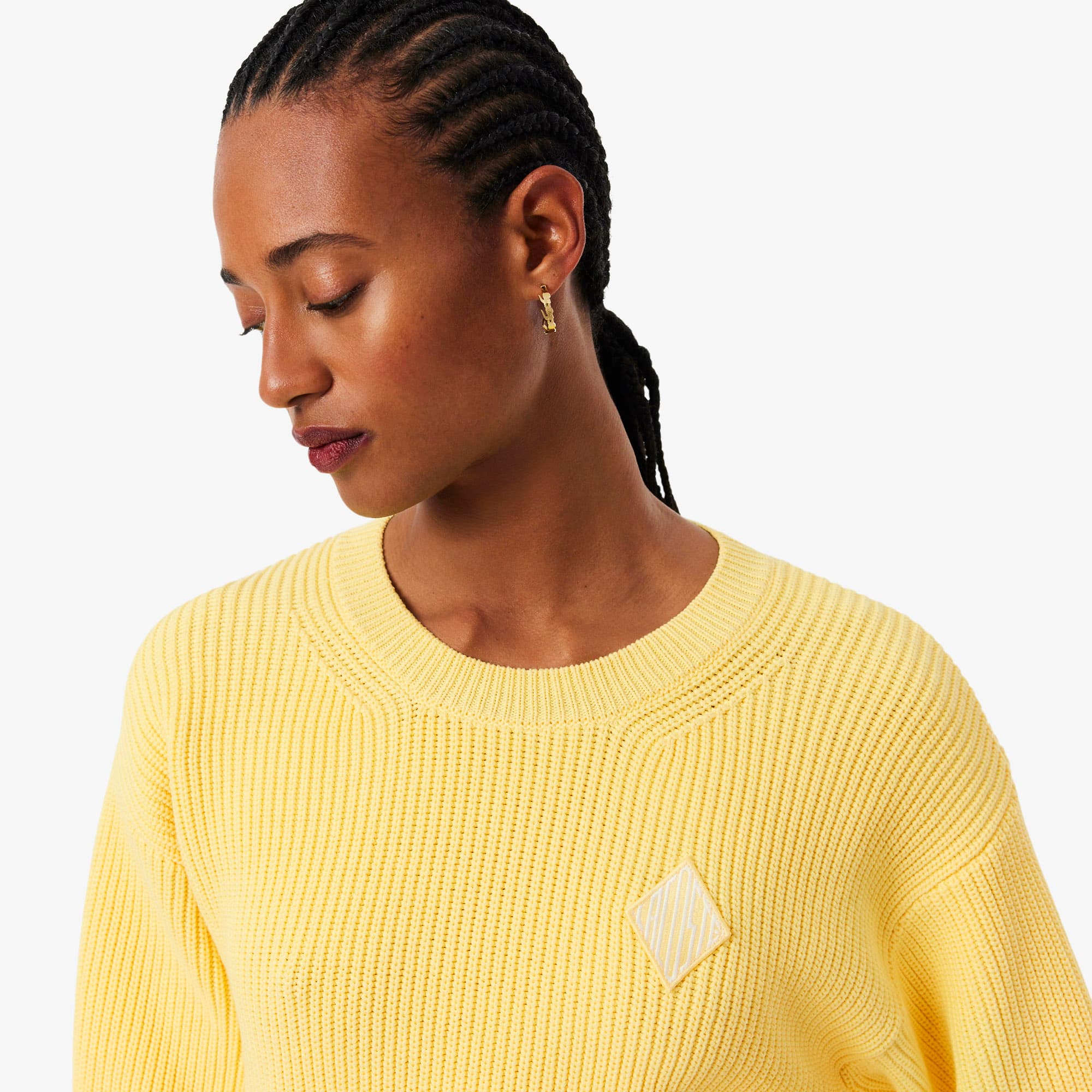 Cotton Crew Neck Sweater - Pastel yellow