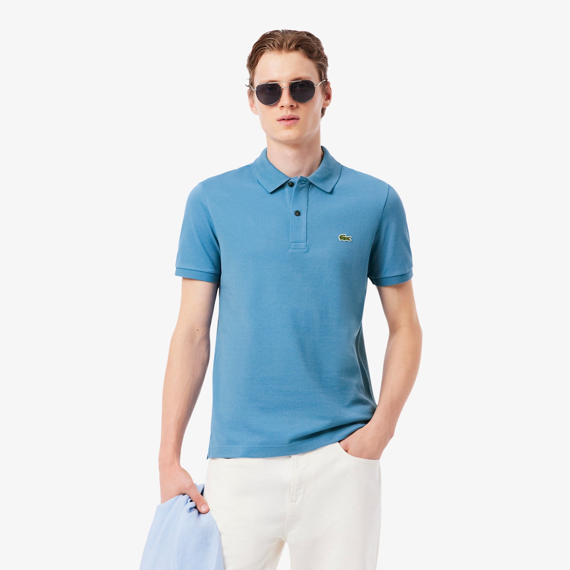 Men's Slim Fit Piqué Polo - Bleu