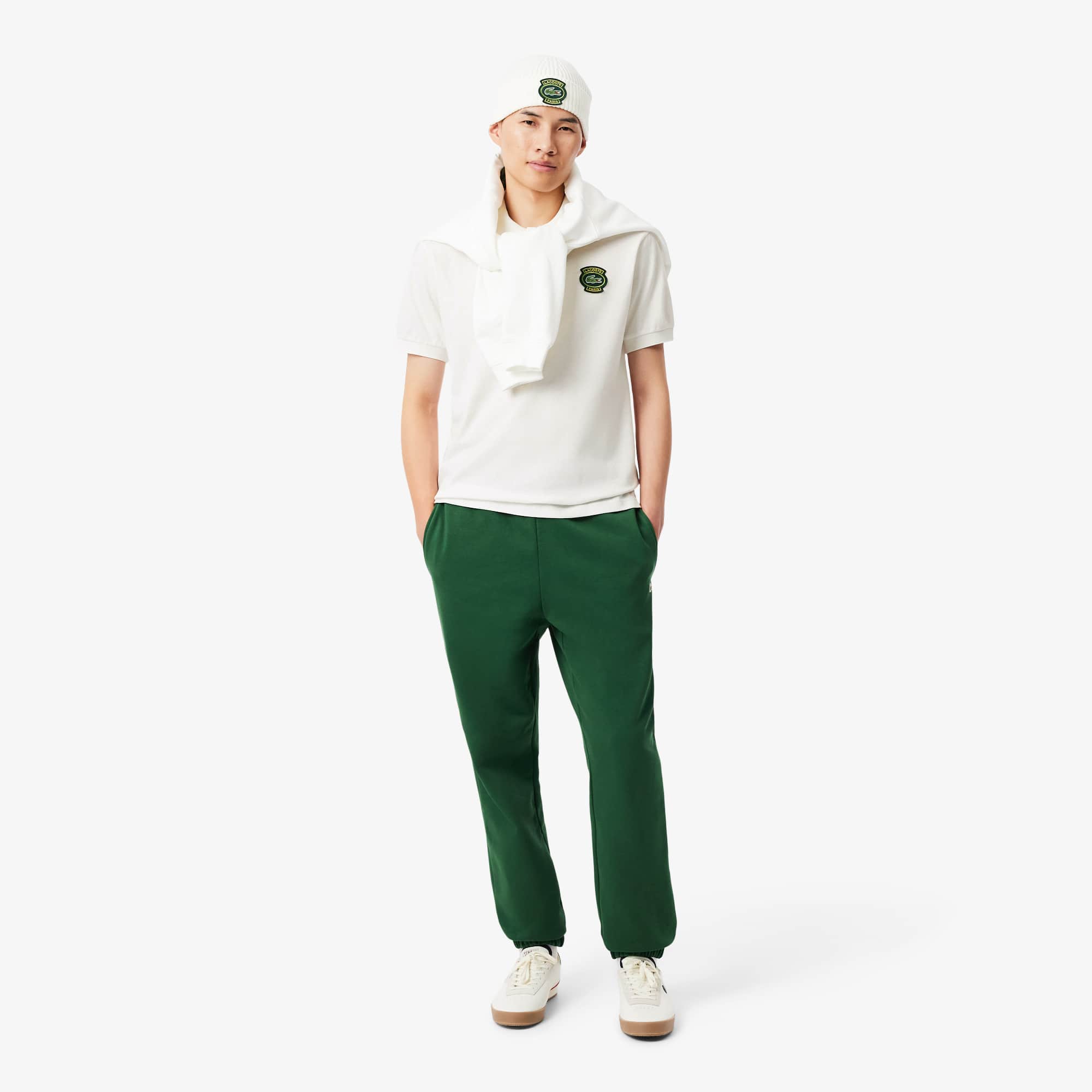 Men's Classic Fit Petit Piqué Badge Polo - White