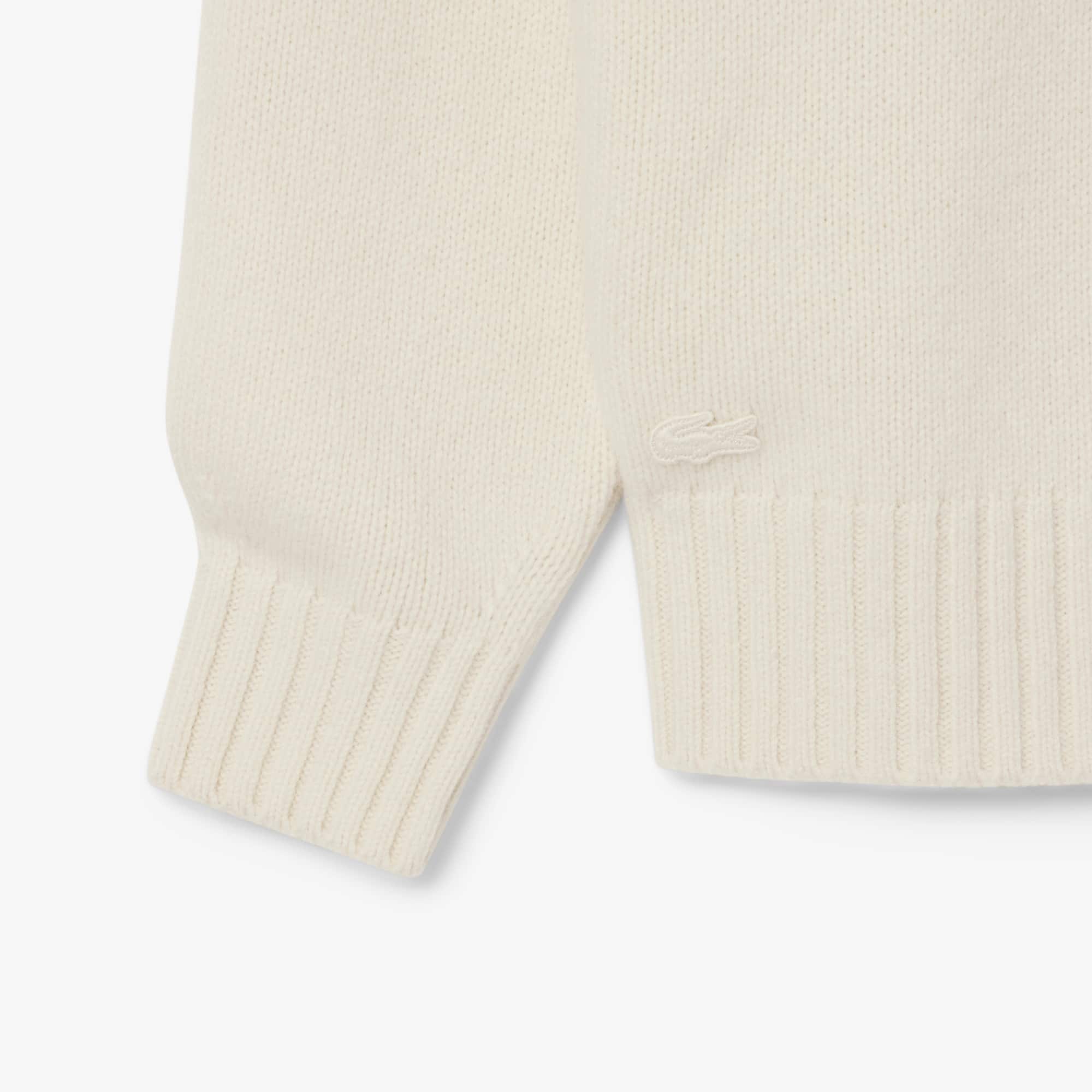 Men's Intarsia Branded Wool Sweater - White / Purple