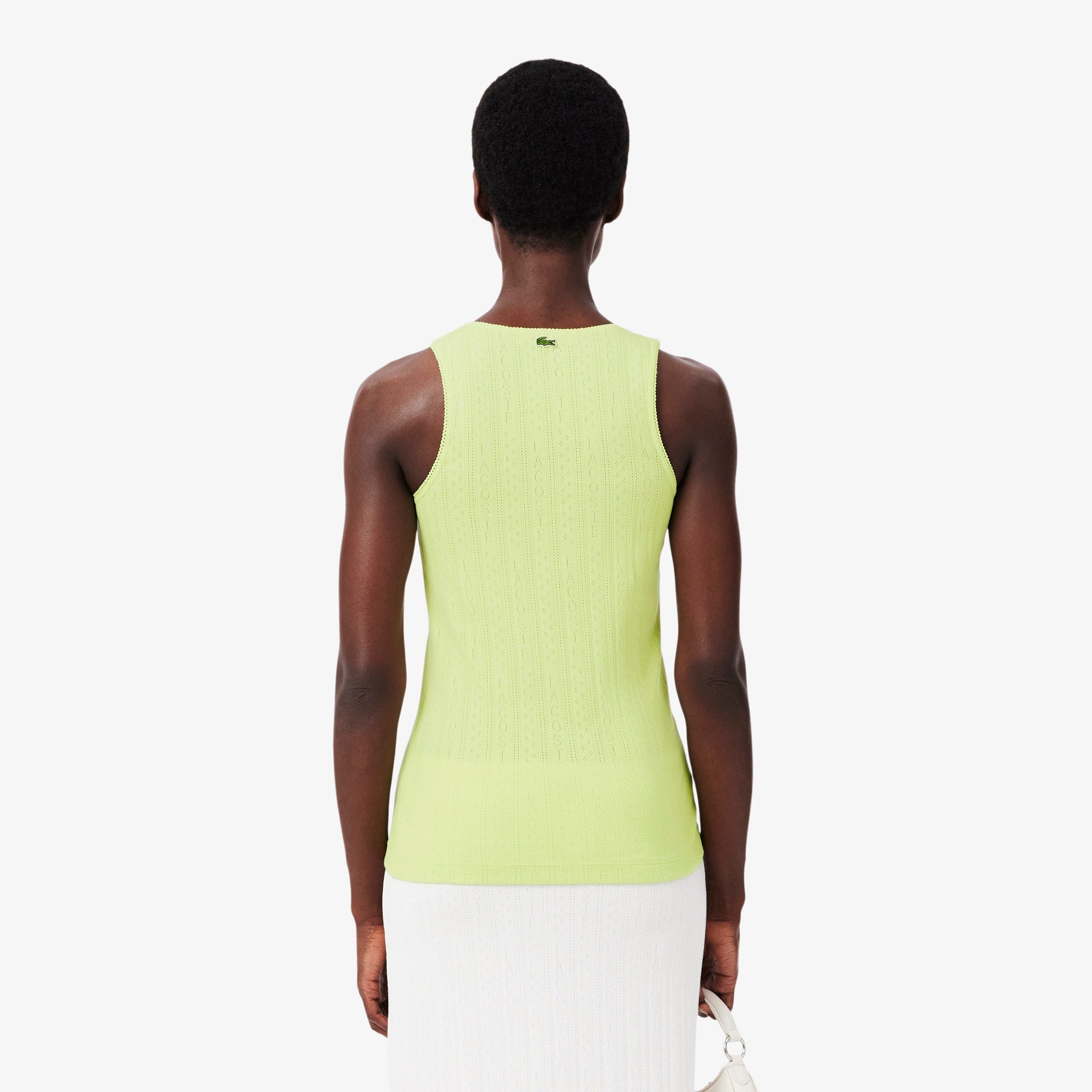 Women's Slim Fit Pointelle Knit Cotton Tank Top - Green