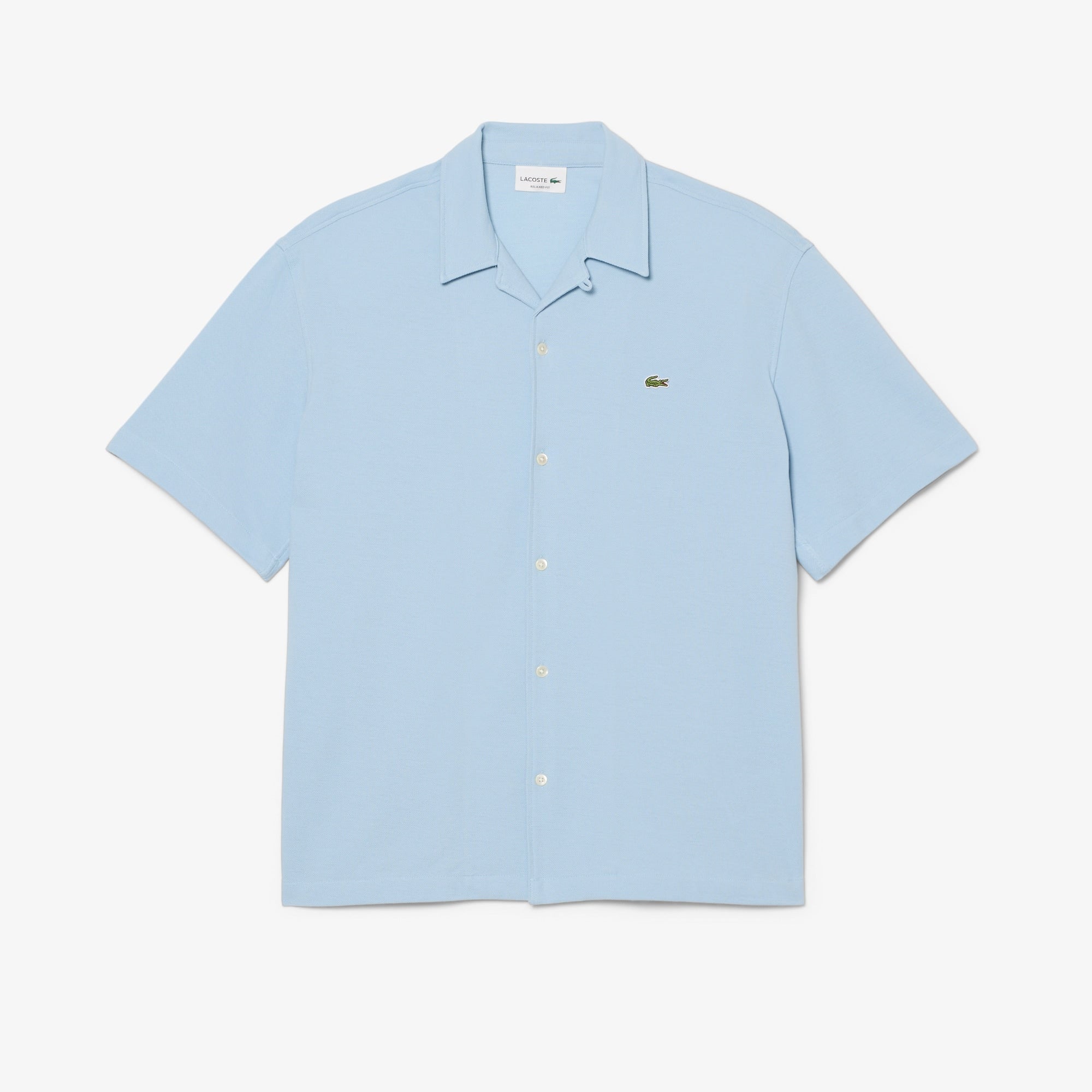 Relaxed Fit Short Sleeved Piqué Shirt - Light Blue