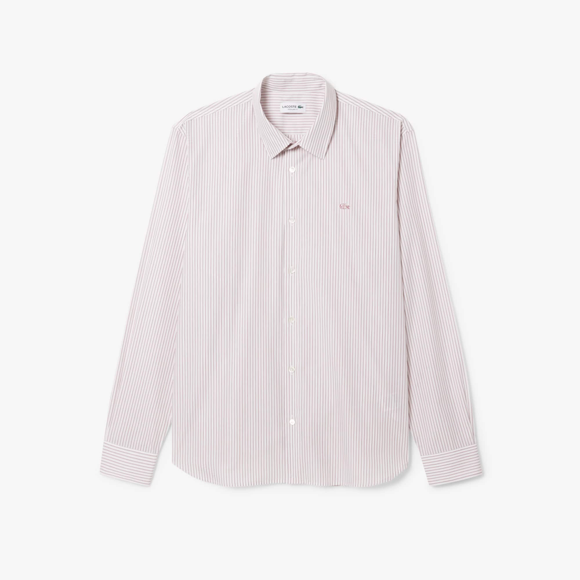 Men's Regular Fit Striped Button Down Shirt - Blanc / Bordeaux / Marron