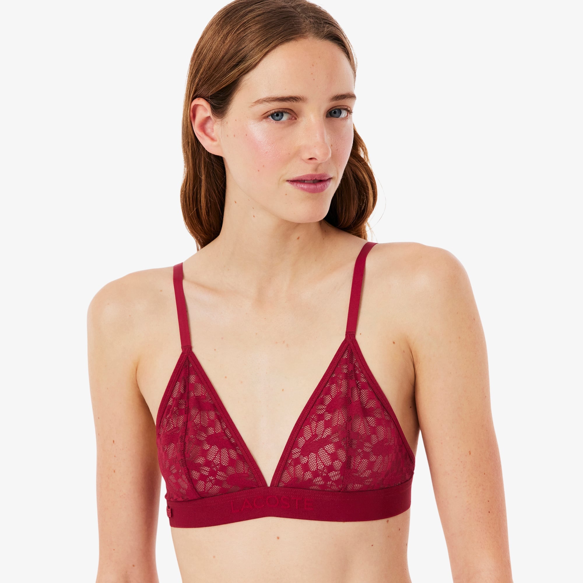 Logo Lace Triangle Bralette - Bordeaux