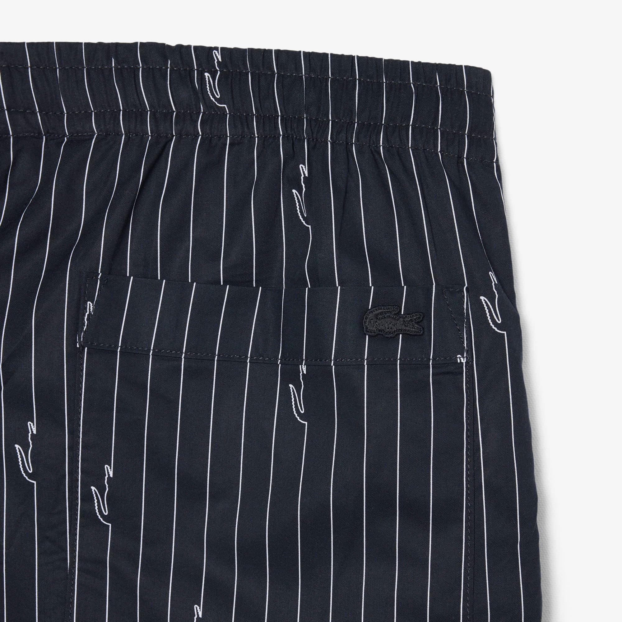 Print Stripe Cotton Shorts - Noir / Blanc
