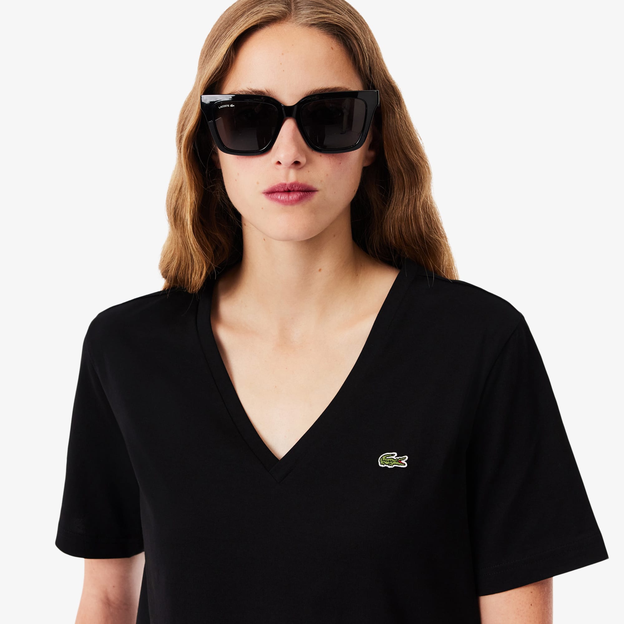 Women's Relaxed Fit Soft Cotton V-Neck T-Shirt - Black