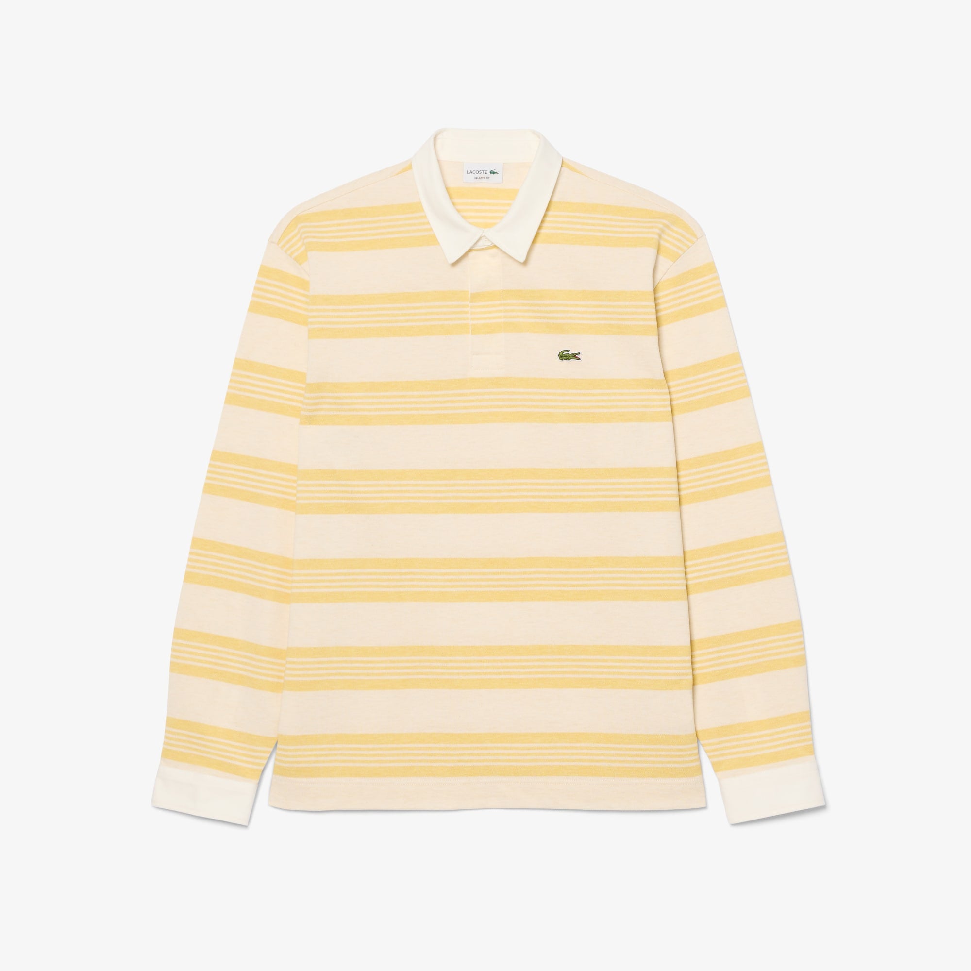 Relaxed Fit Striped Piqué Rugby Polo - Blanc