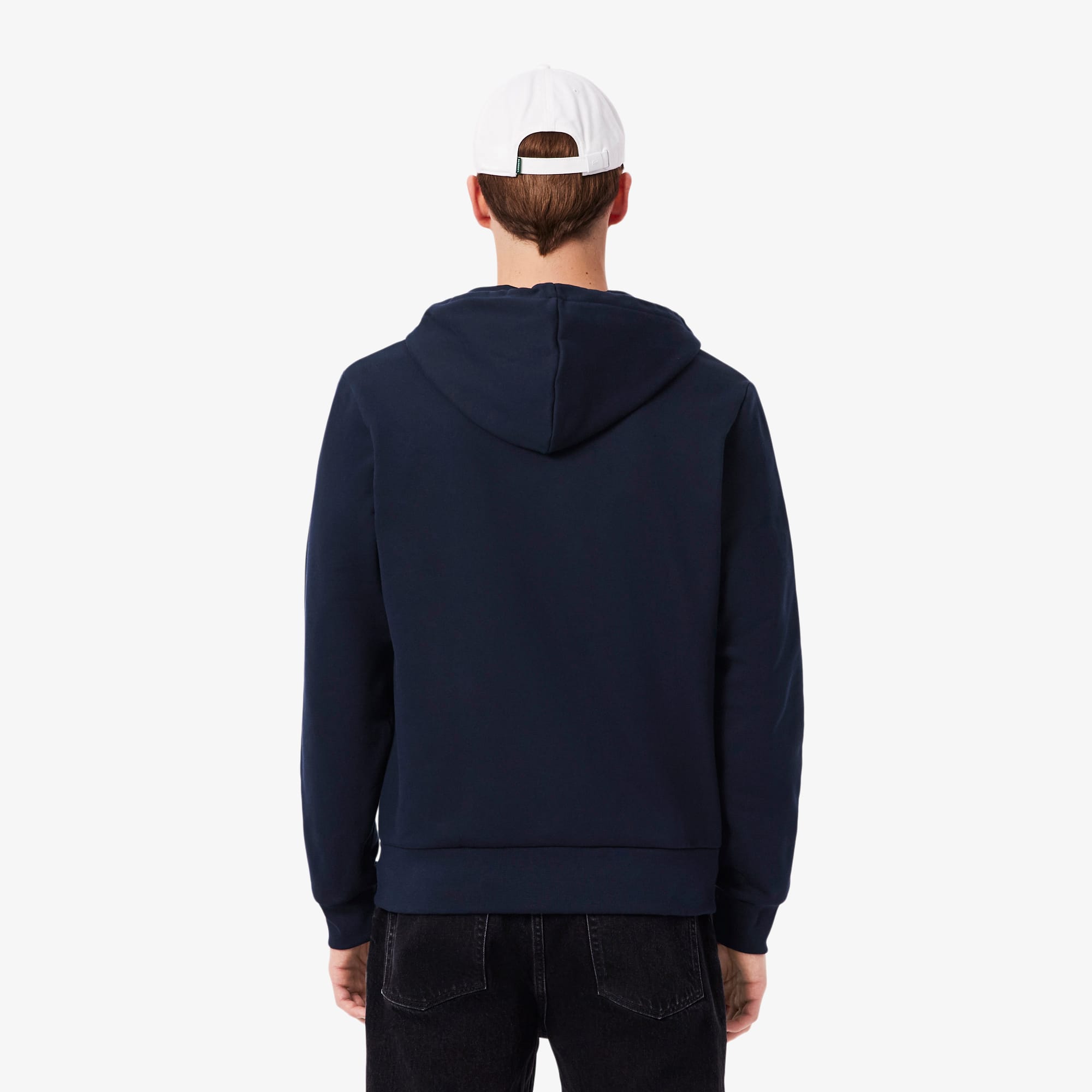 Men's Zip-Up Colorblock Hoodie - Navy Blue / White / Brown