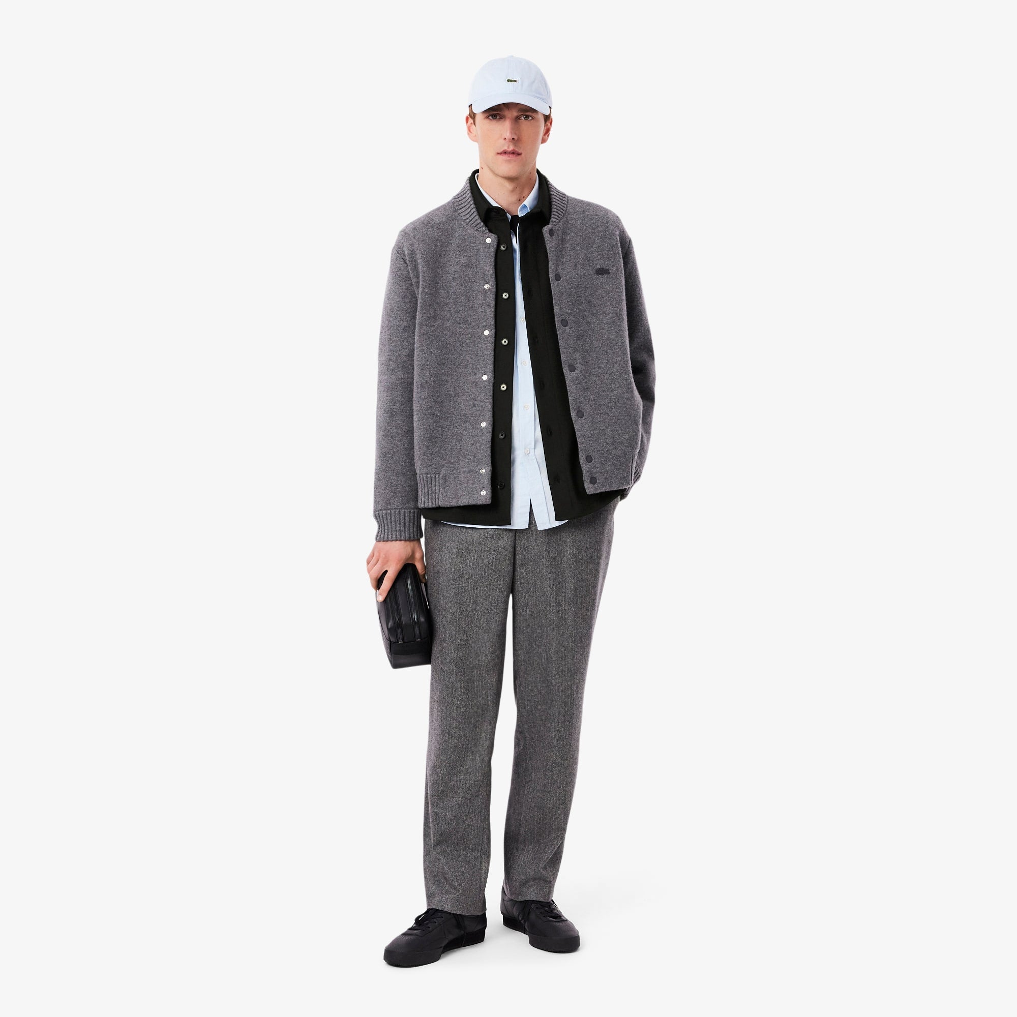 Men's Oversized Double Face Overshirt - Black