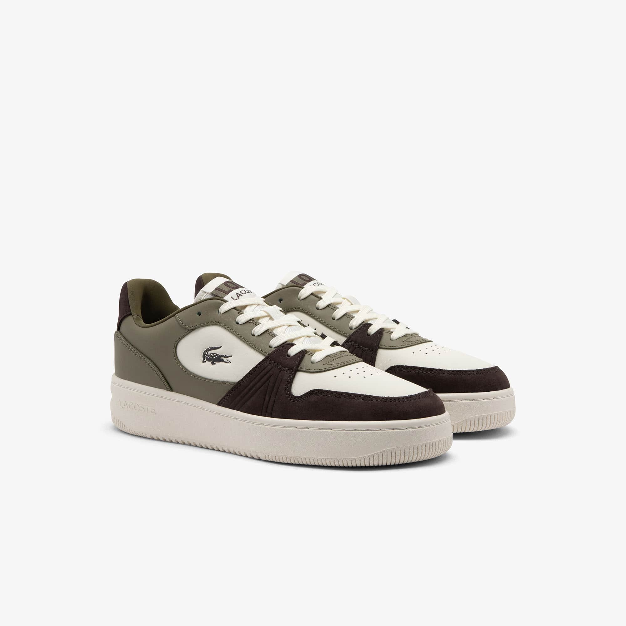 Men's L001 Set Leather Sneakers - KHK/OFF WHT