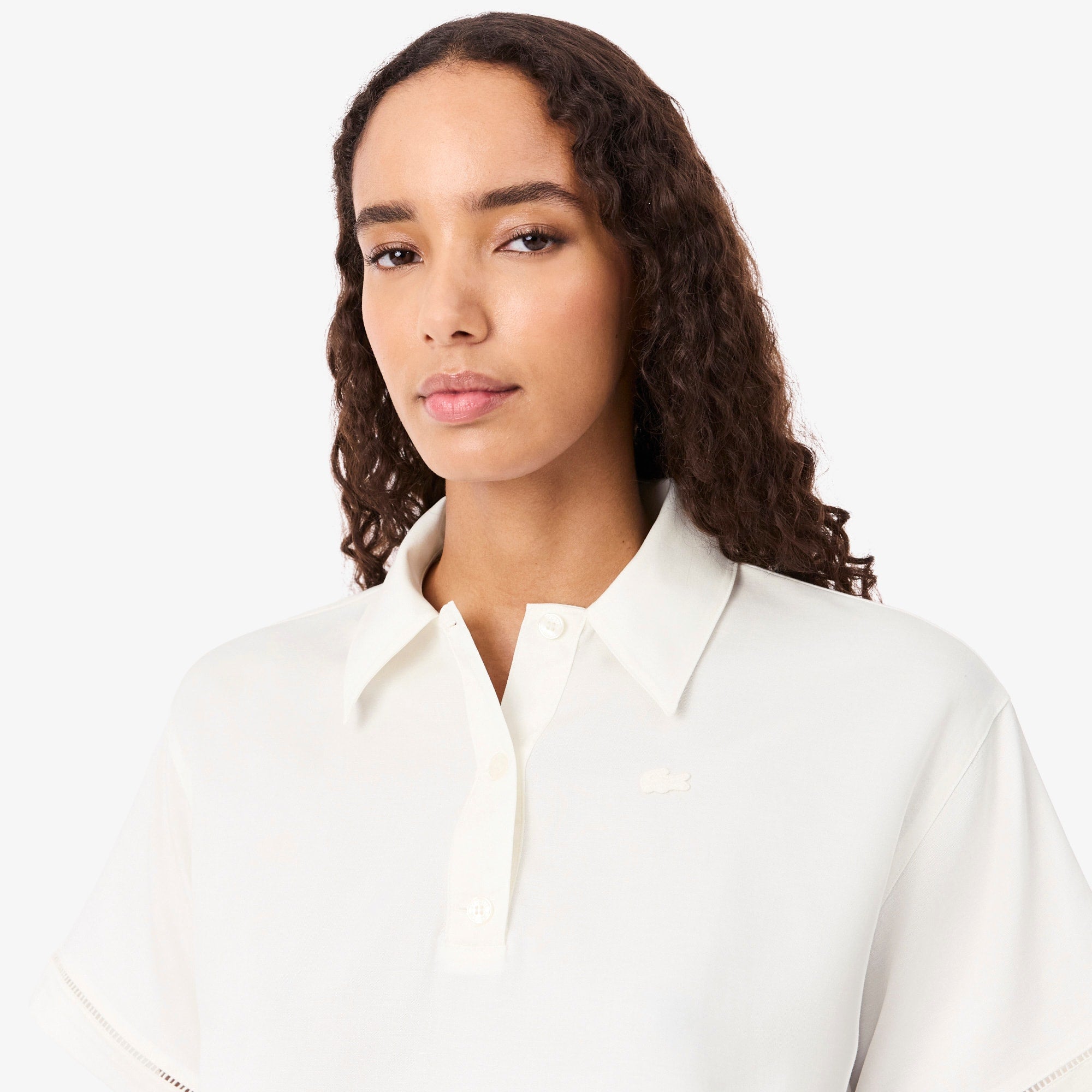 Oversized Fluid Twill Polo - White