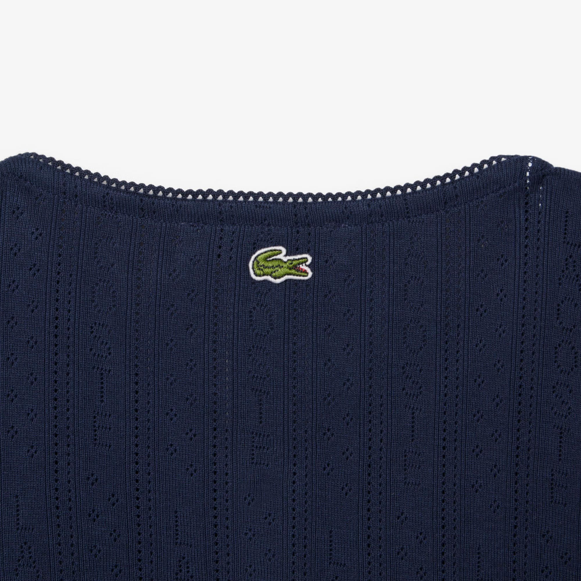 Slim Fit Pointelle Cardigan - Navy Blue