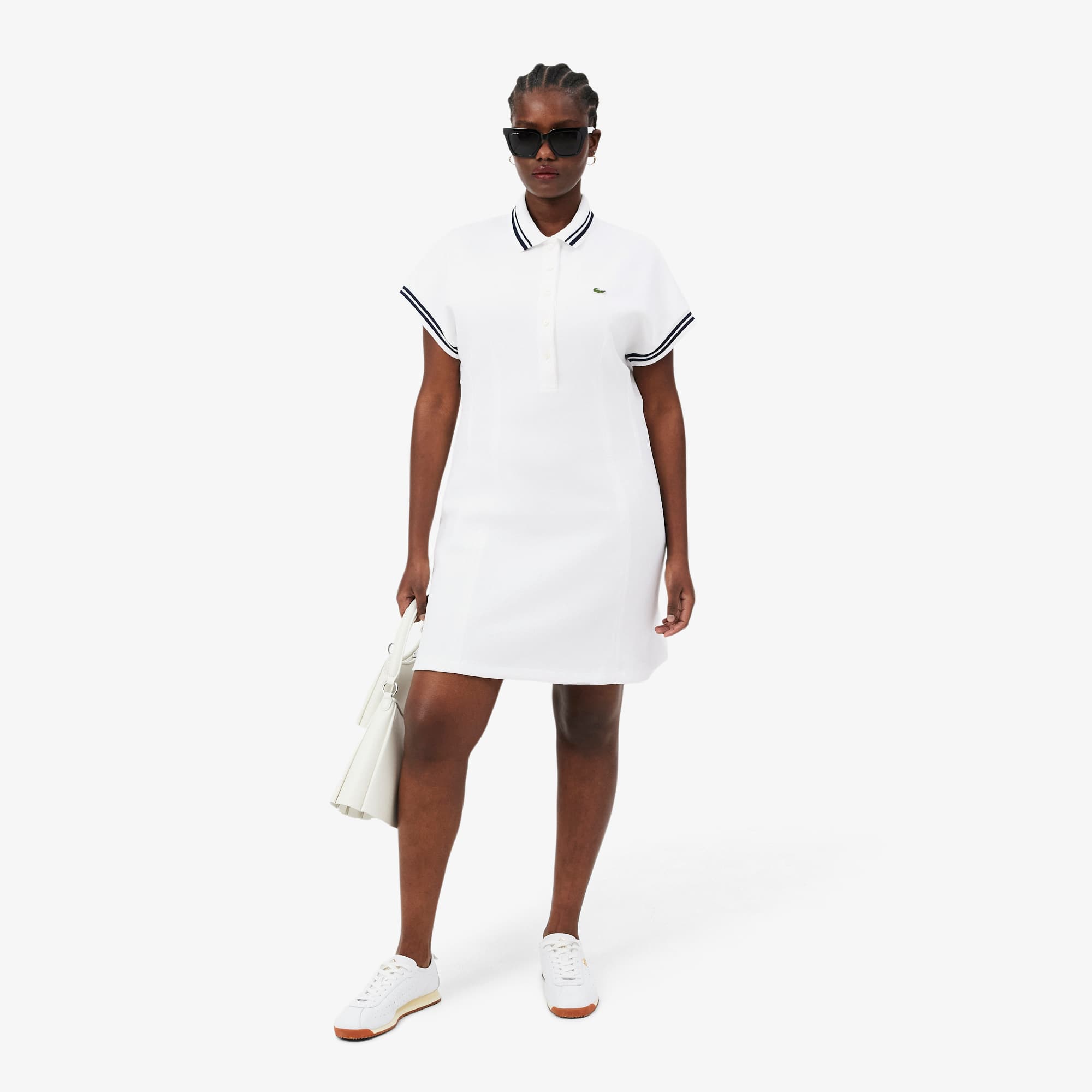 Made In France Polo Dress - White / Navy Blue