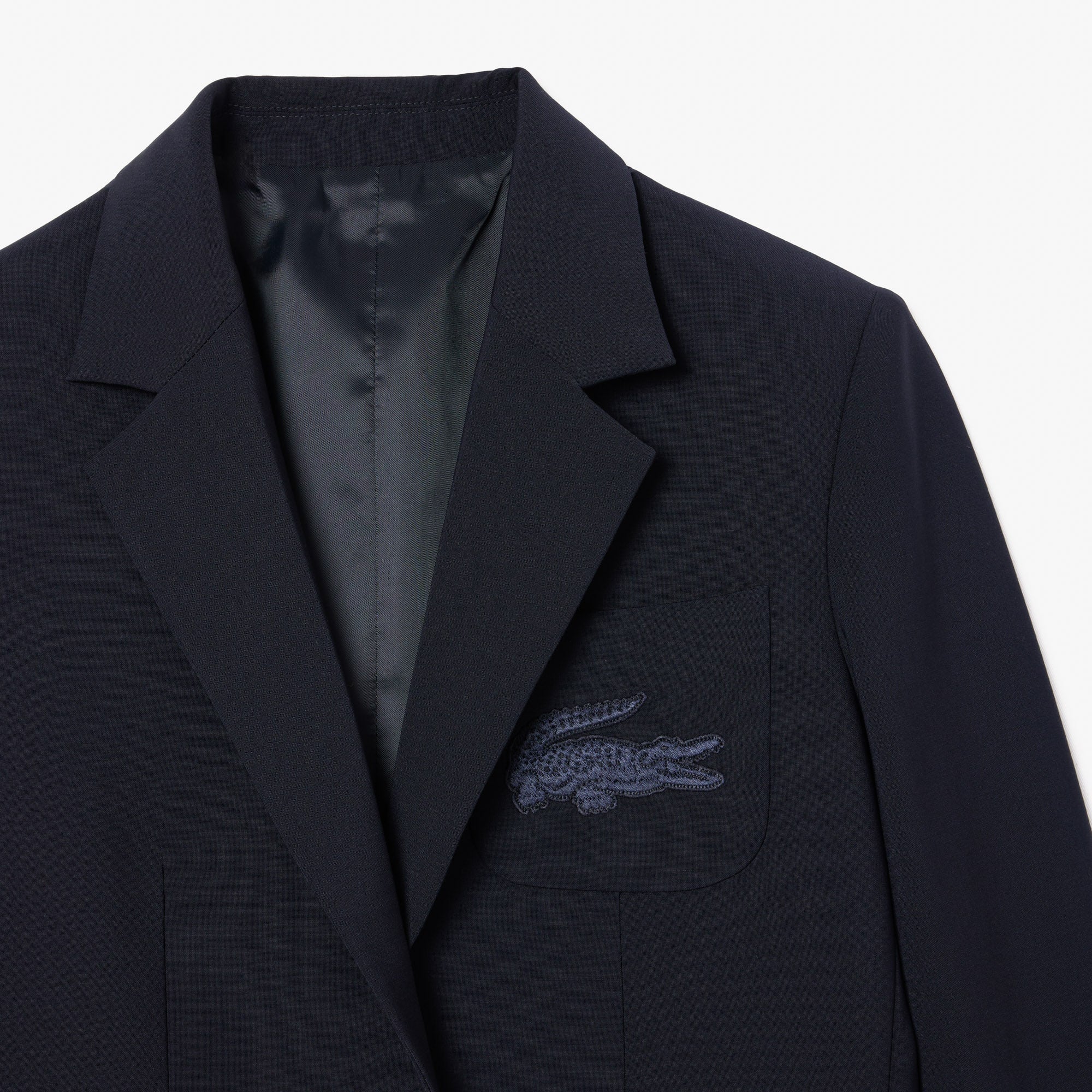 Women's Embroidered Logo Slim Fit Wool Blazer - Abysm blue