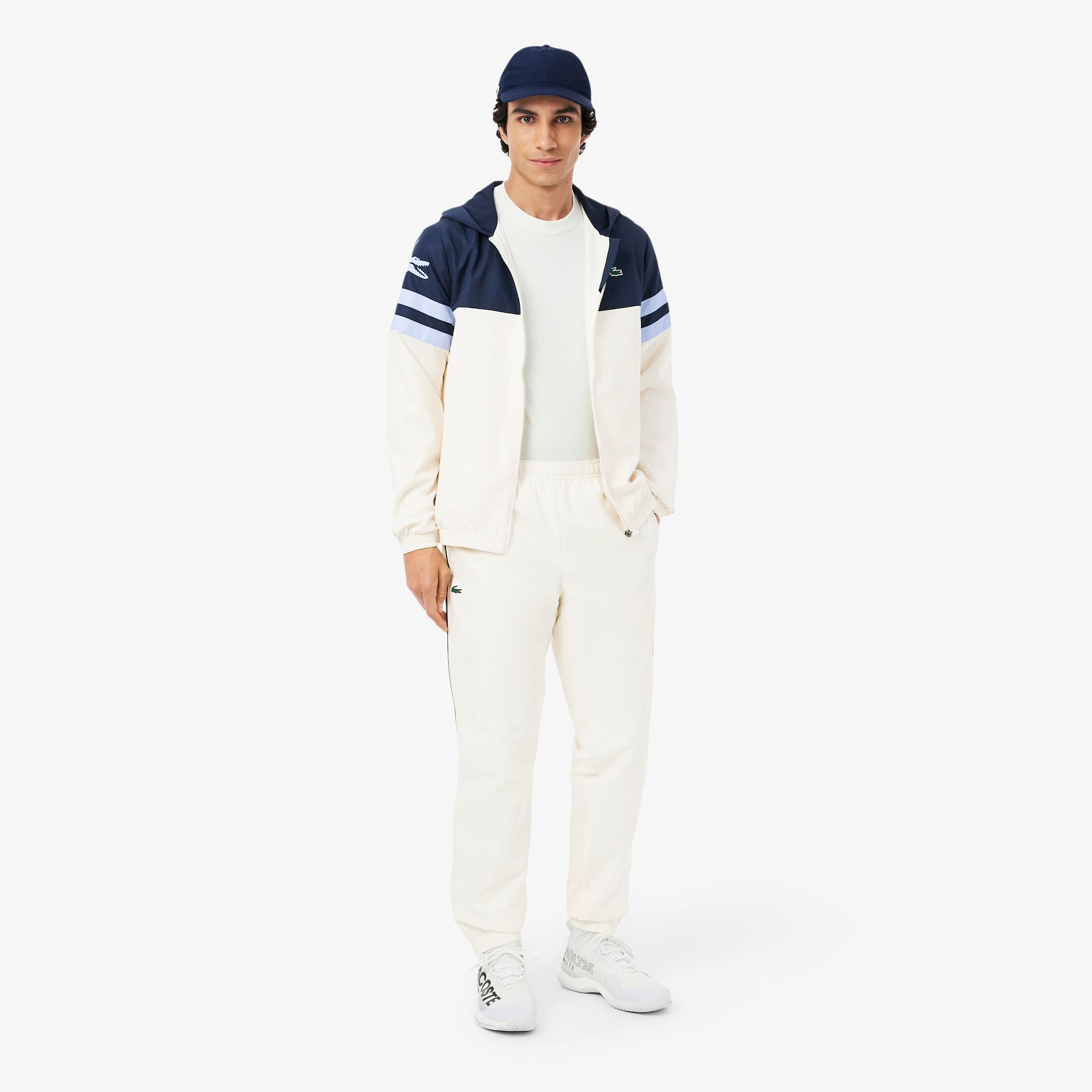 Men's Tennis Water-Repellent Hooded Jacket - White / Purple / Navy Blue