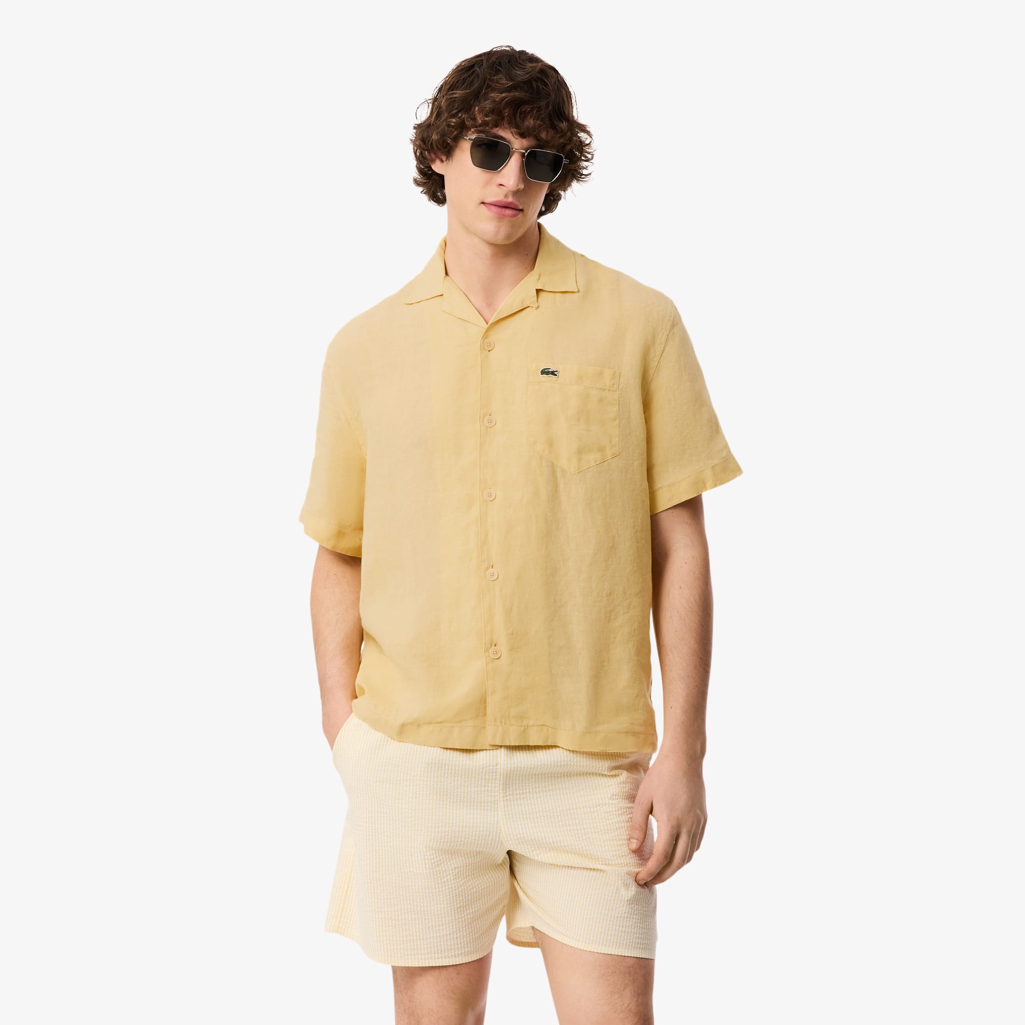 Relaxed Fit Linen Shirt - Jaune