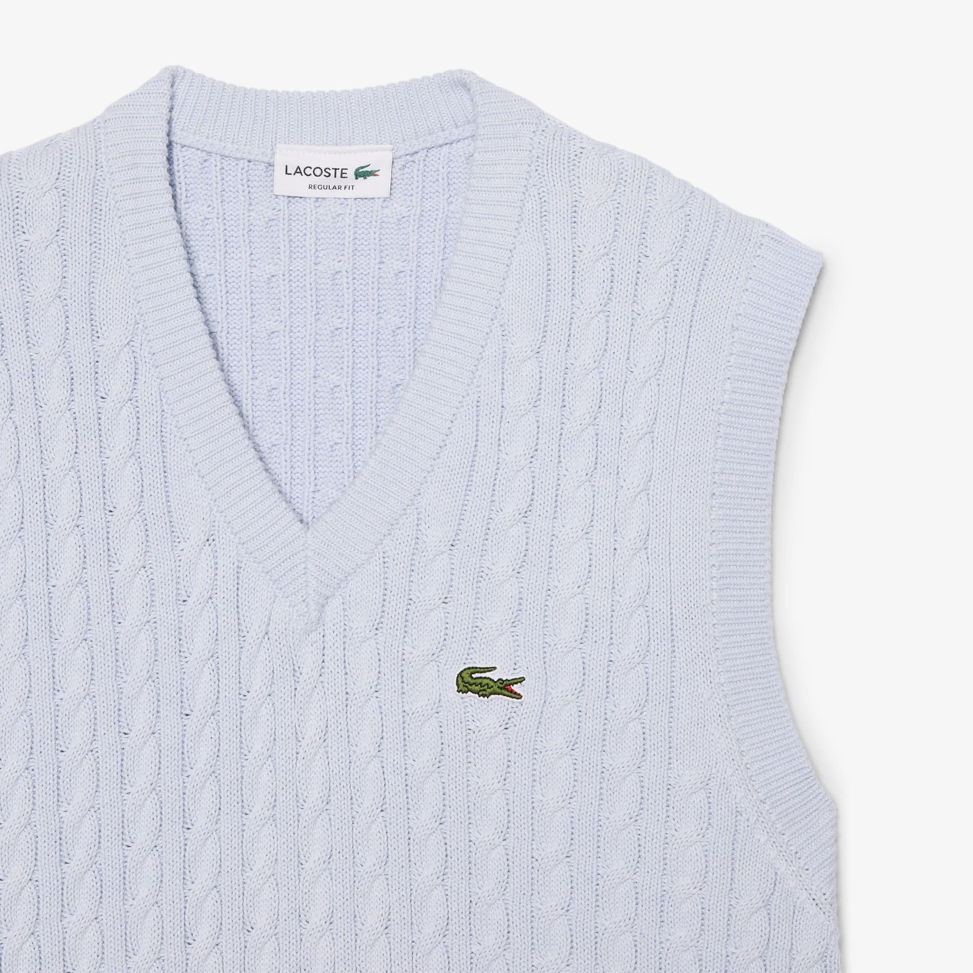 Men's Cable Knit Cotton Sweater Vest - Light Blue / White