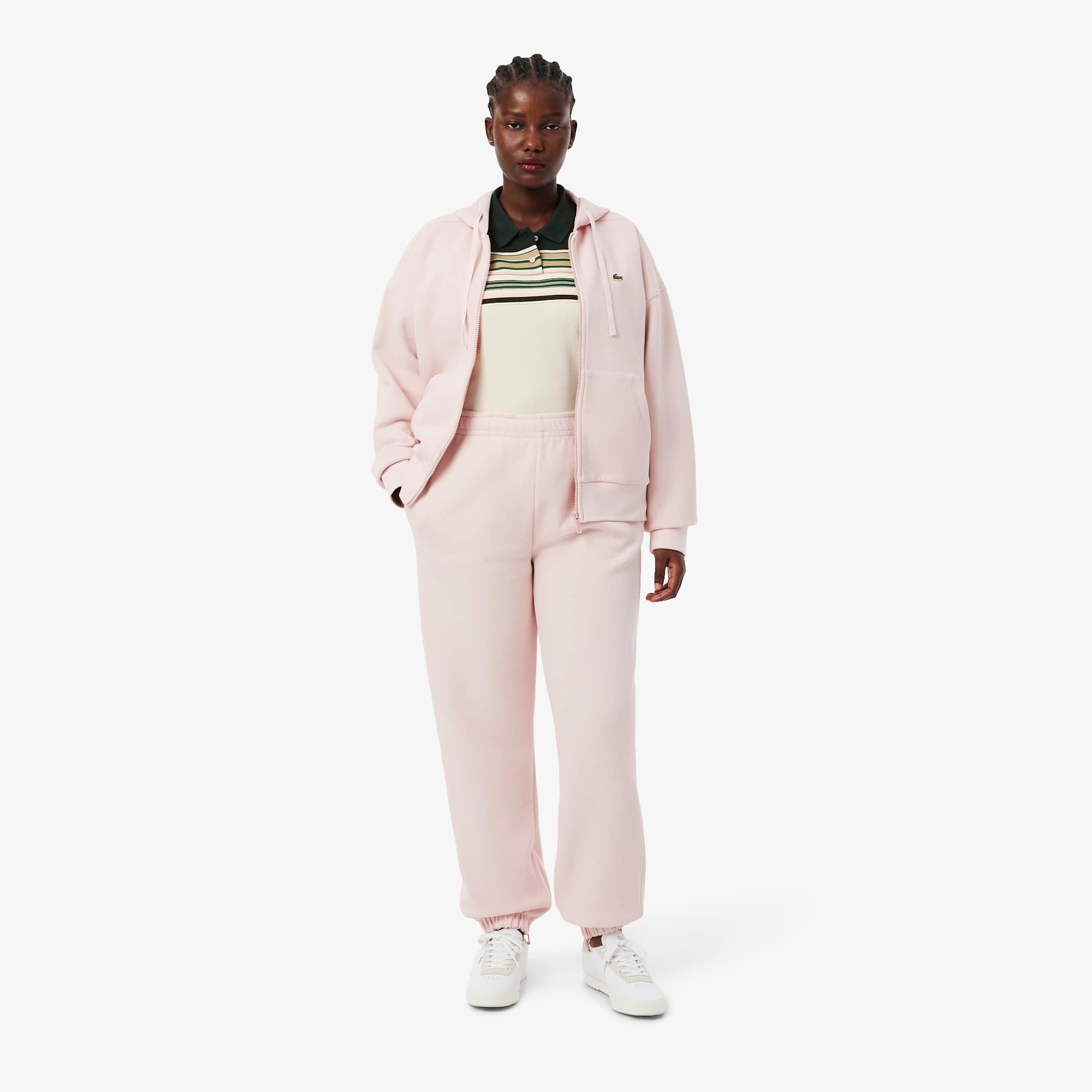 Women's Made In France Slim Fit Striped Polo - White / Green