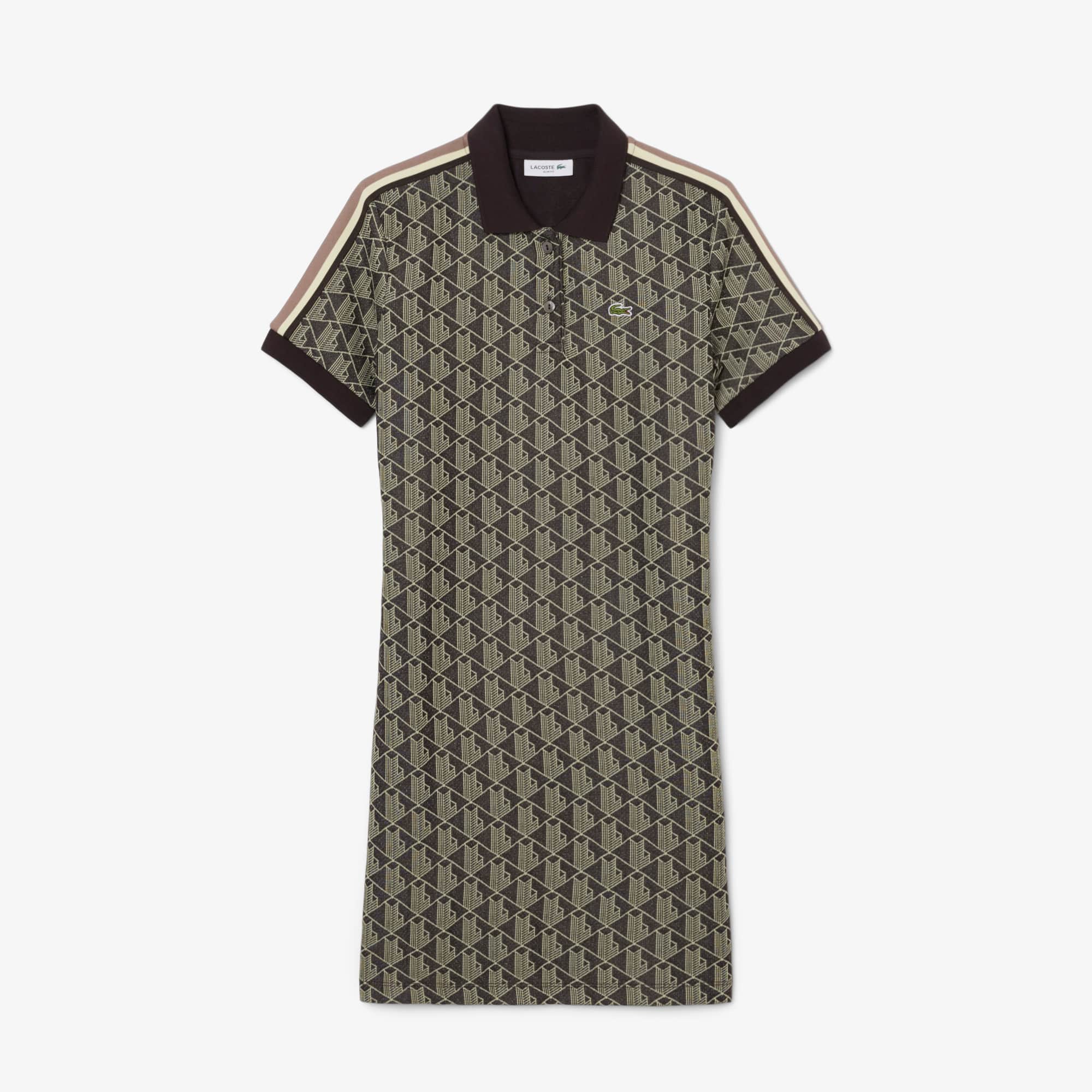 Women's Slim Fit Monogram Polo Dress - Marron / Jaune