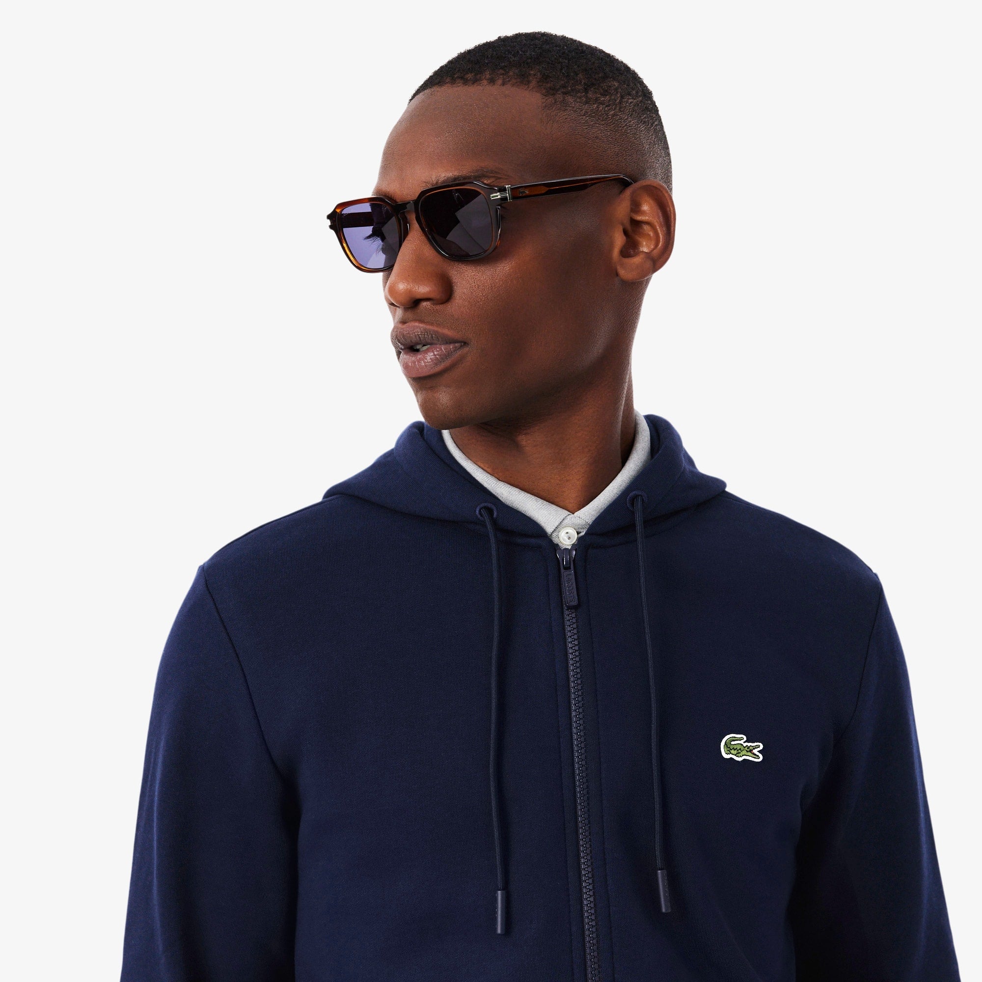 Men's Zip-Up Fleece Hoodie - Navy Blue