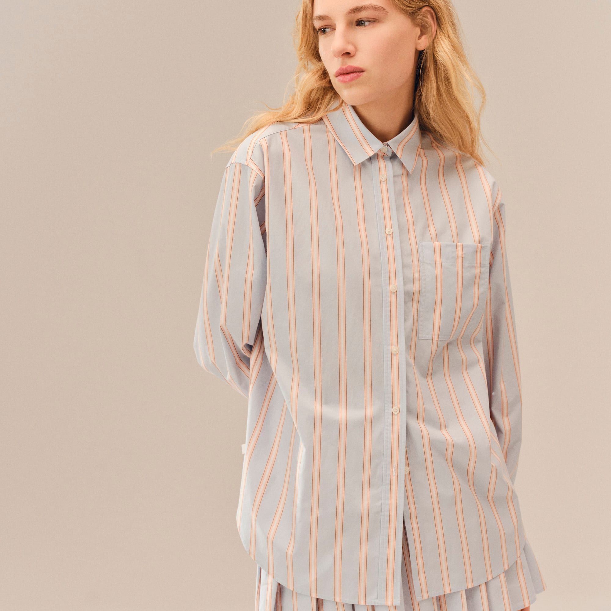 Oversized Cotton Poplin Shirt - Bleu Clair / Rose / Blanc / Noir