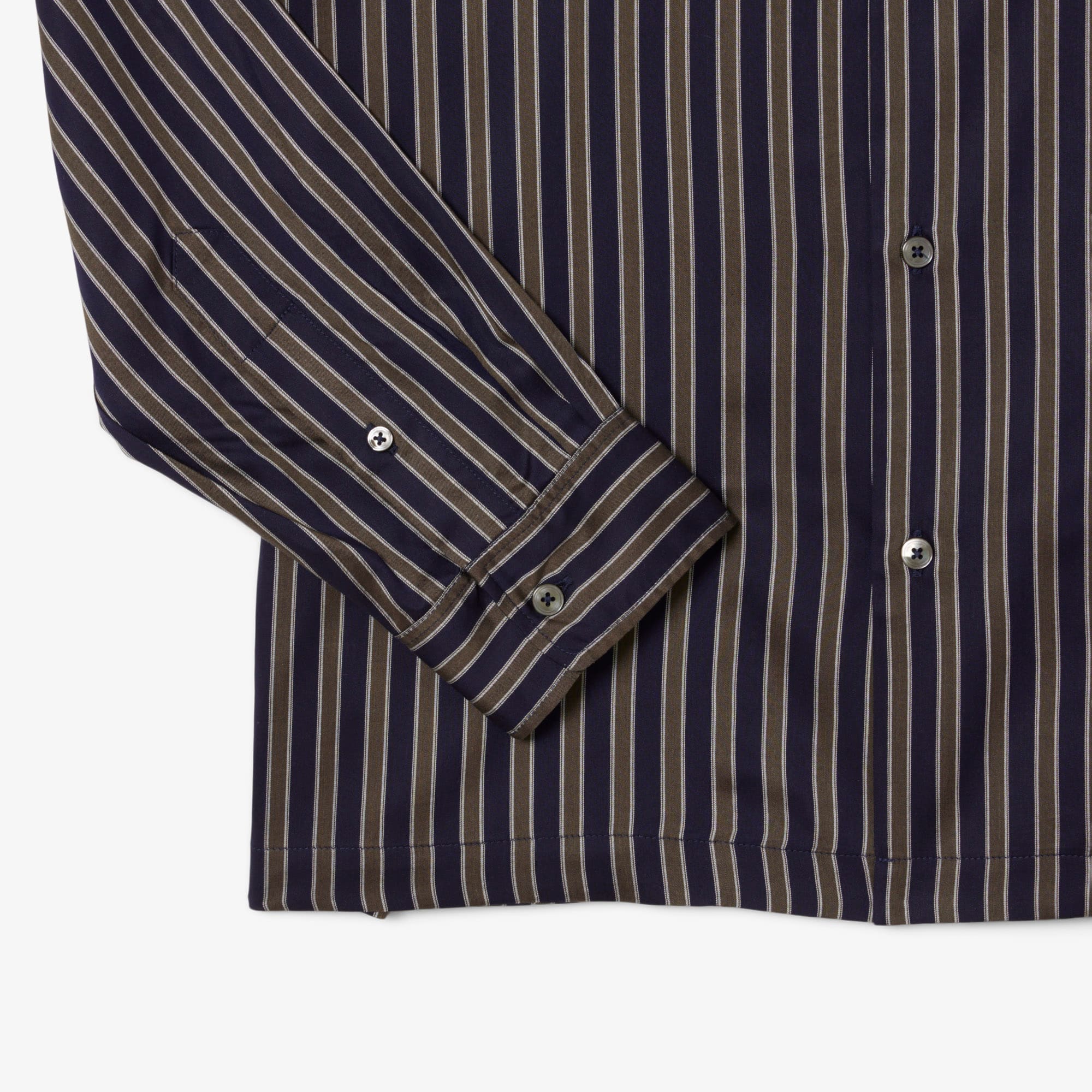 Men's Relaxed Fit Striped Lyocell Shirt - Navy Blue / Green