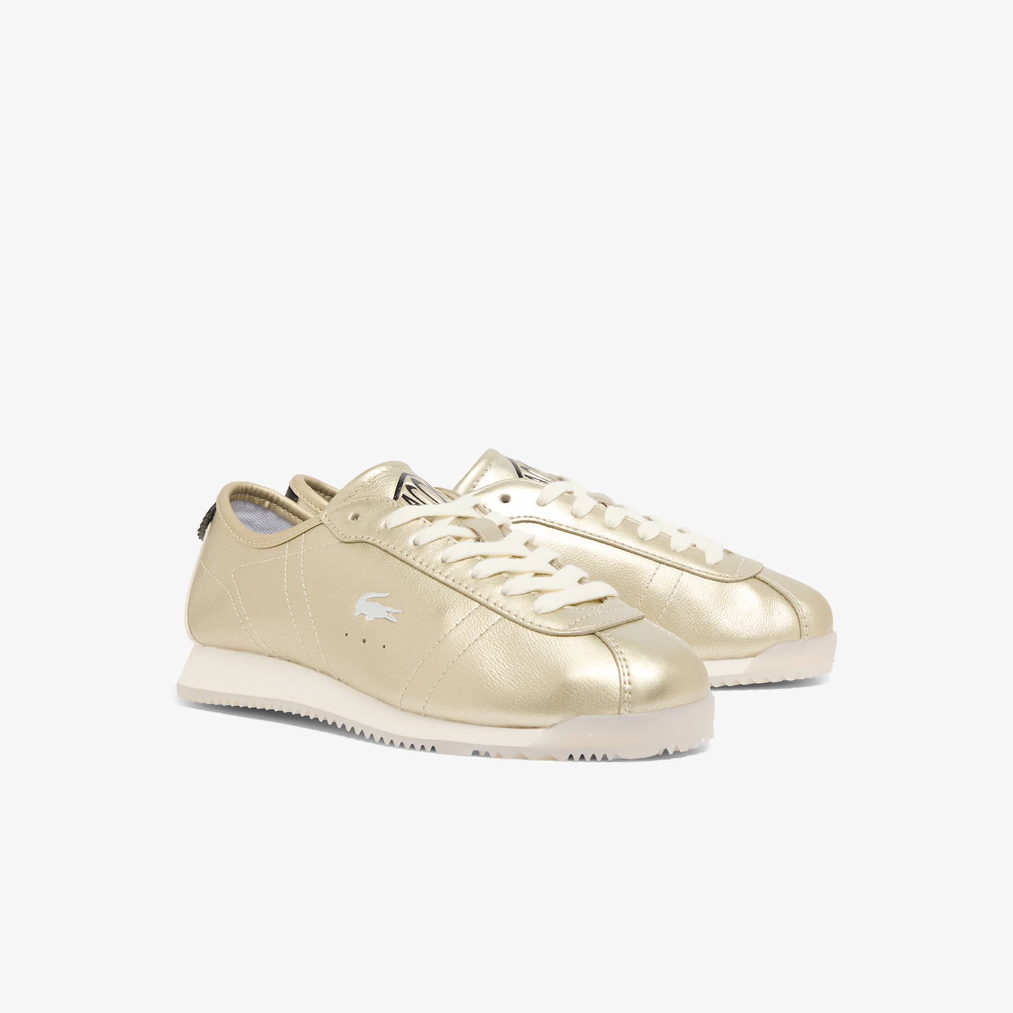 Women's Club-Low Leather Sneakers - GLD/OFF WHT