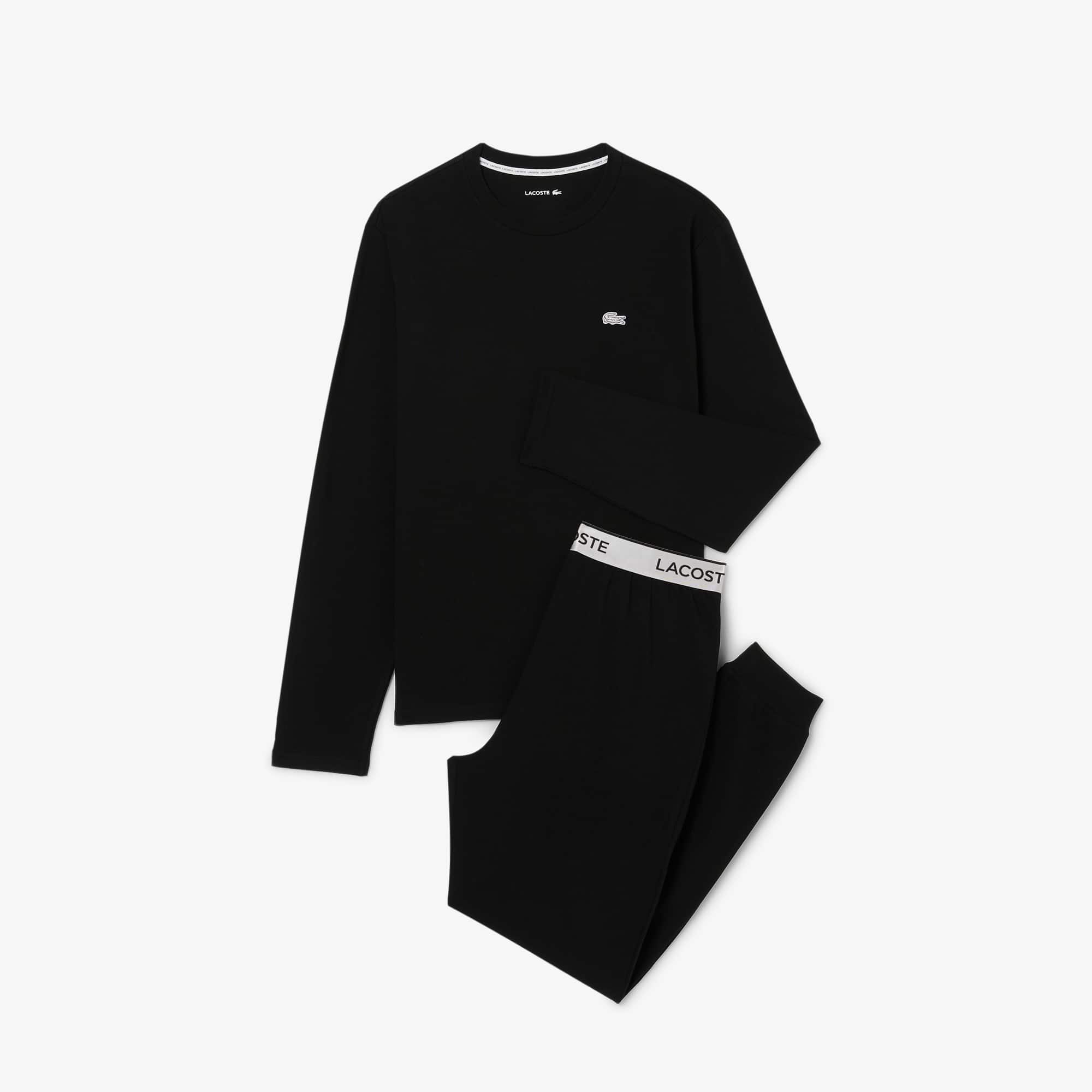 Men's Silver Waist Pajama Set - Black / White