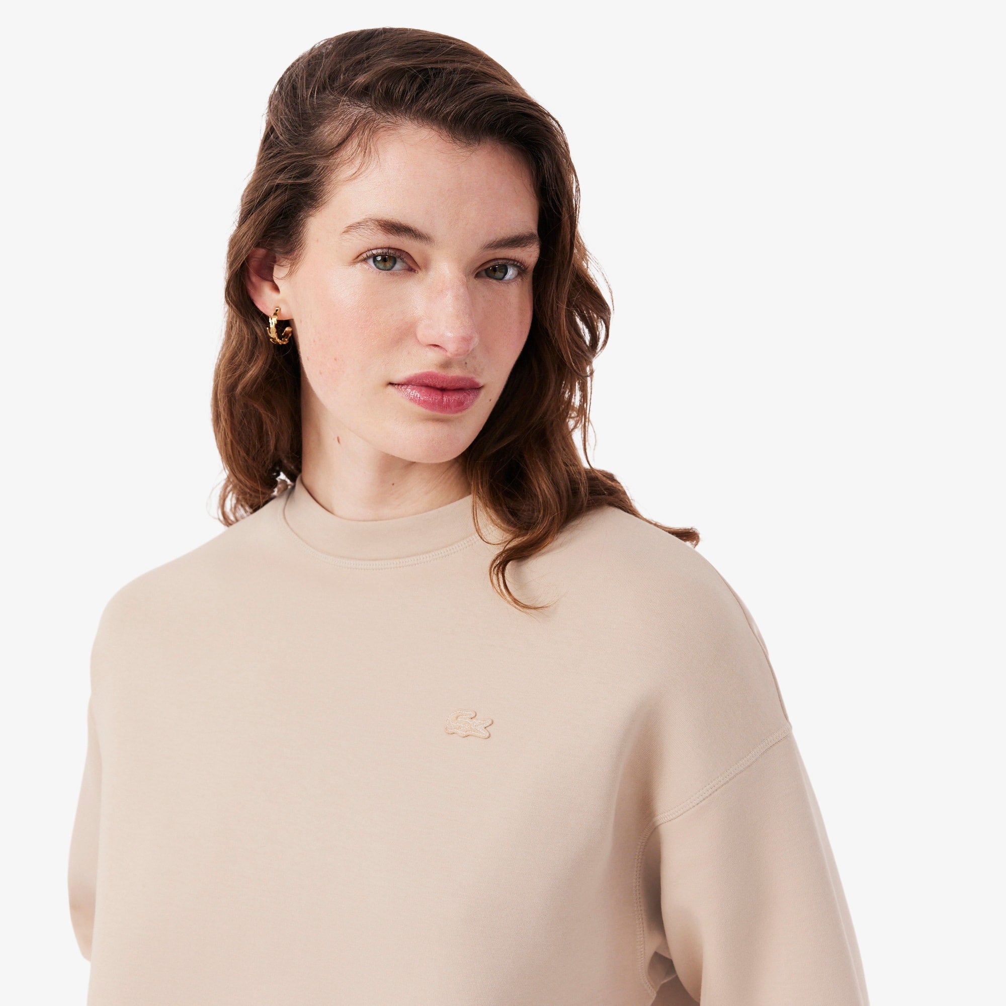 Oversized Double Face Jersey Sweatshirt - Beige