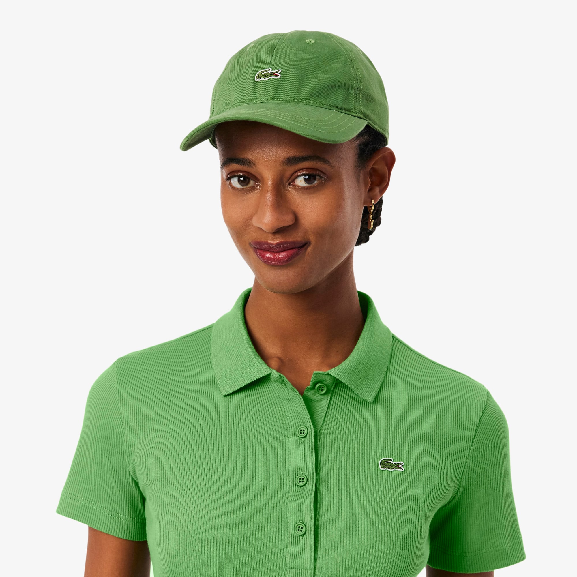 Women's Slim Fit L.12.D Ribbed Cotton Polo - Vert