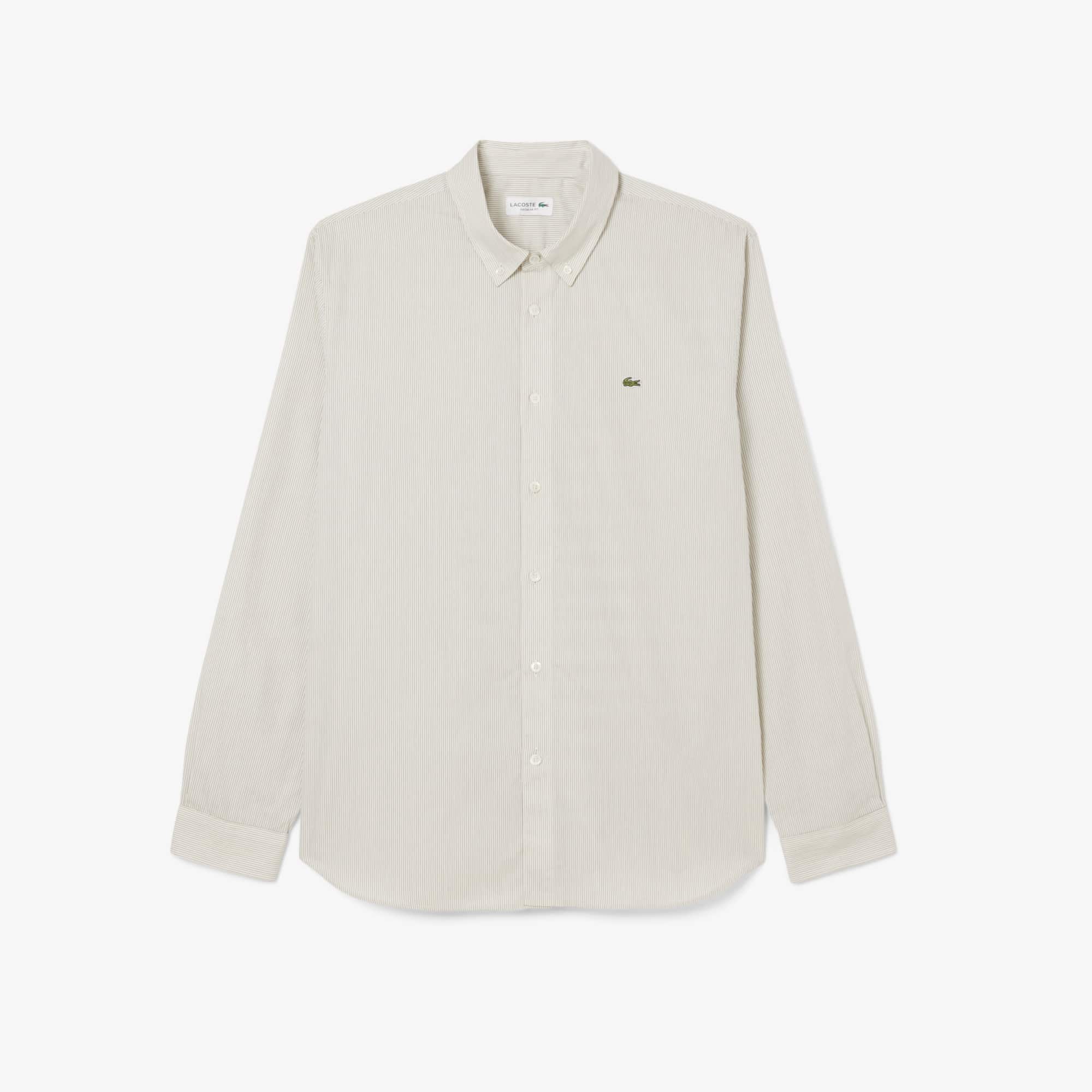 Men's Regular Fit Striped Button Down Shirt - White / Green
