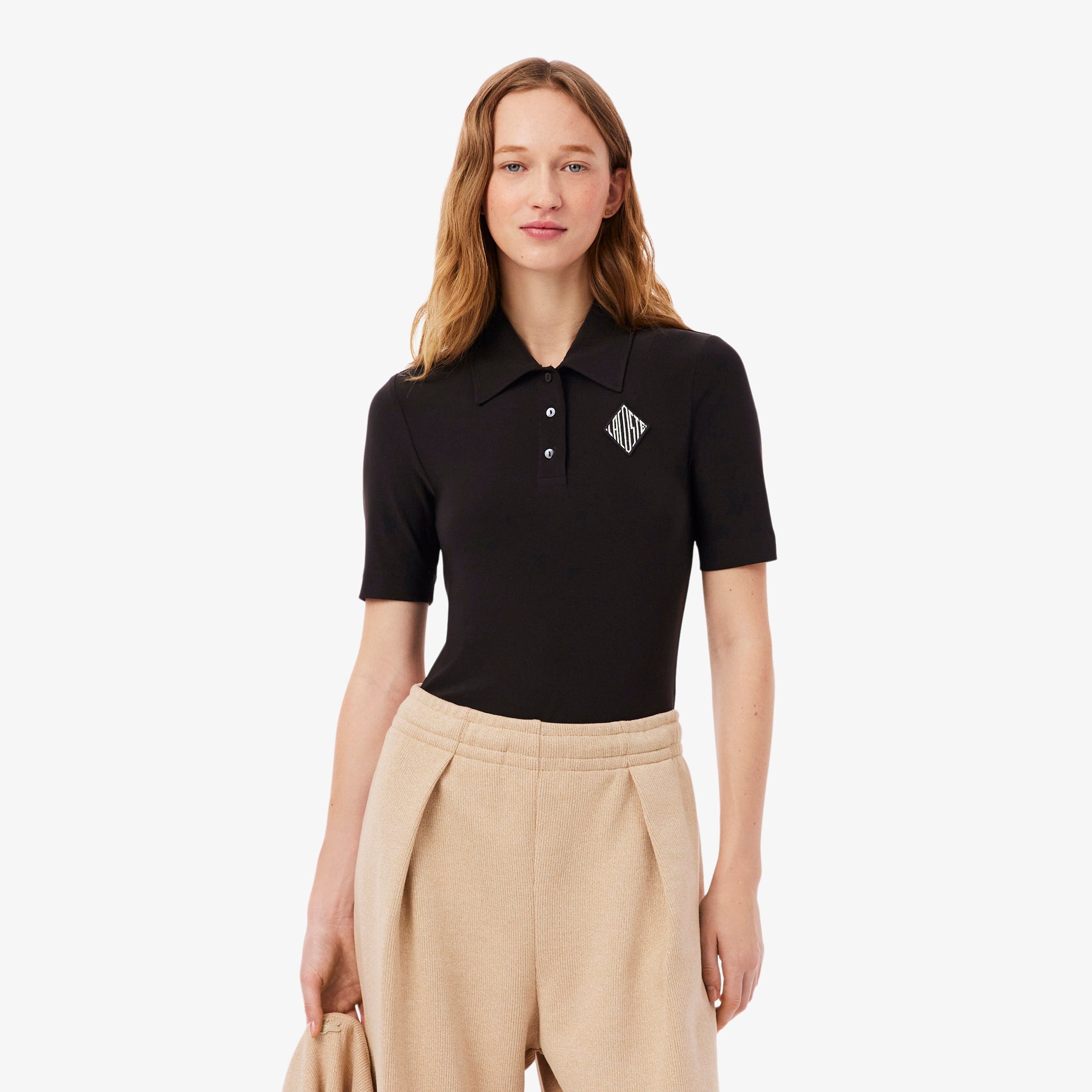 Slim Fit Embroidered Polo - Brown