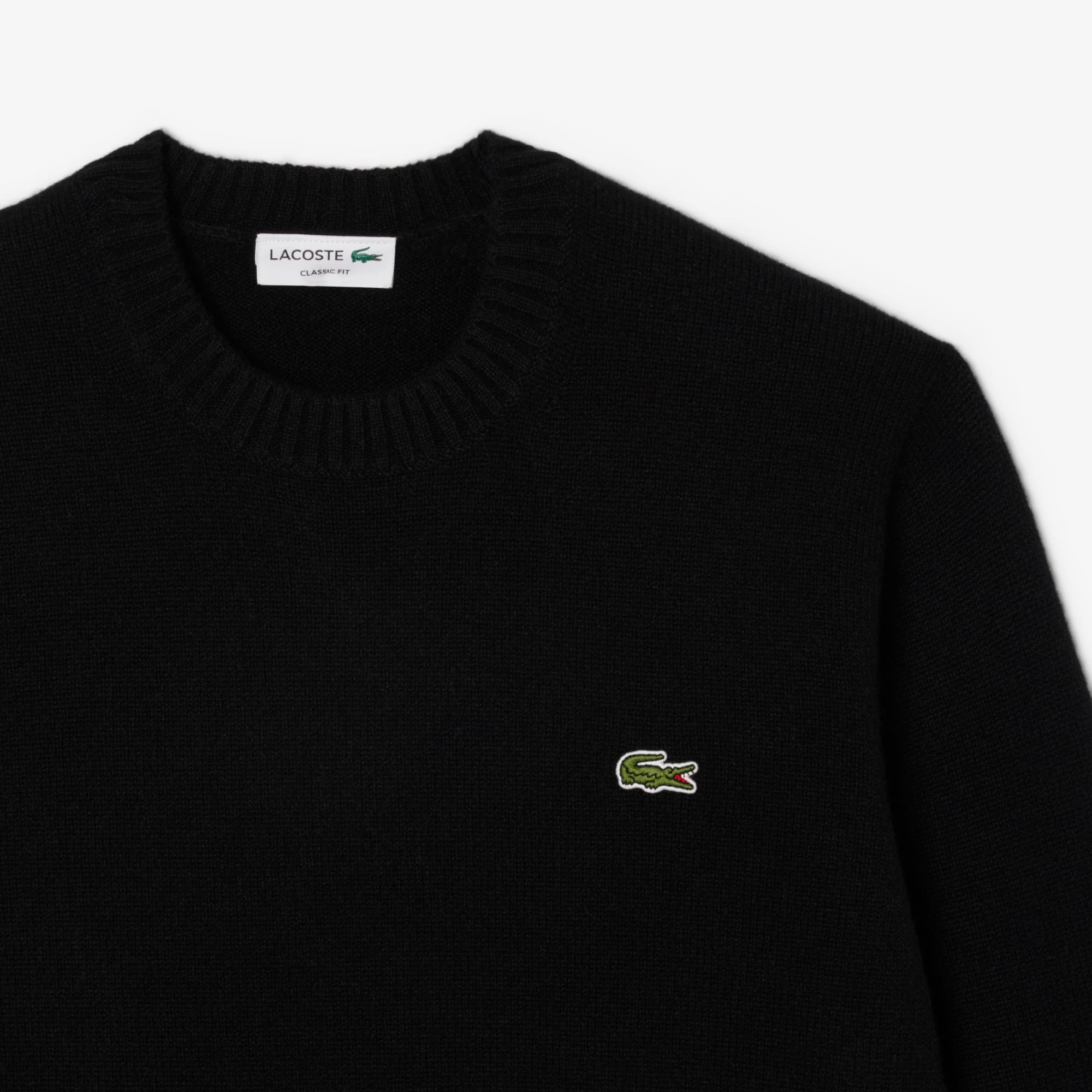 Men's 3D Knit Cashmere Crew Neck Sweater - Black