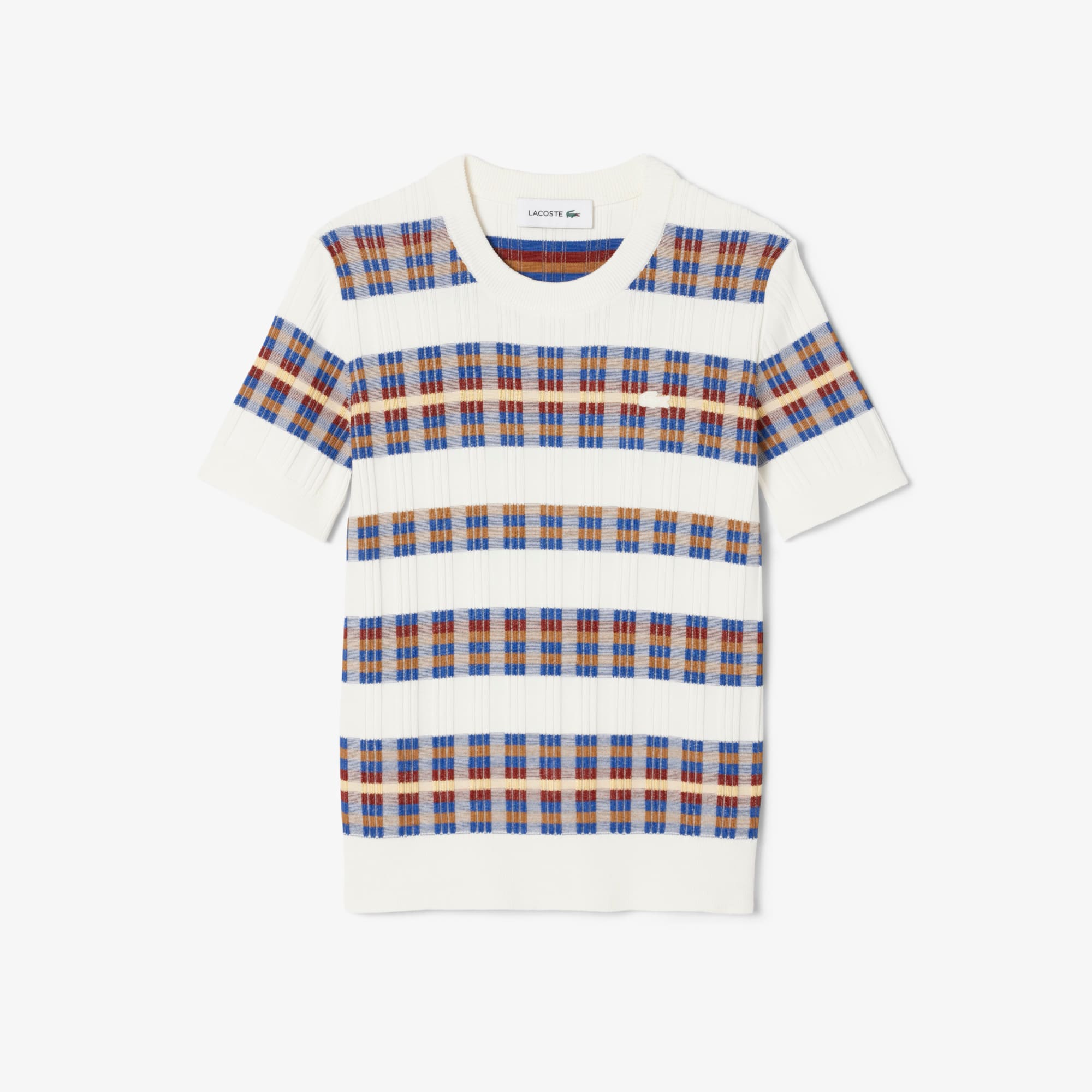 Women's Short Sleeve Rib Knit Sweater - White / Yellow / Orange / Brown / Blue