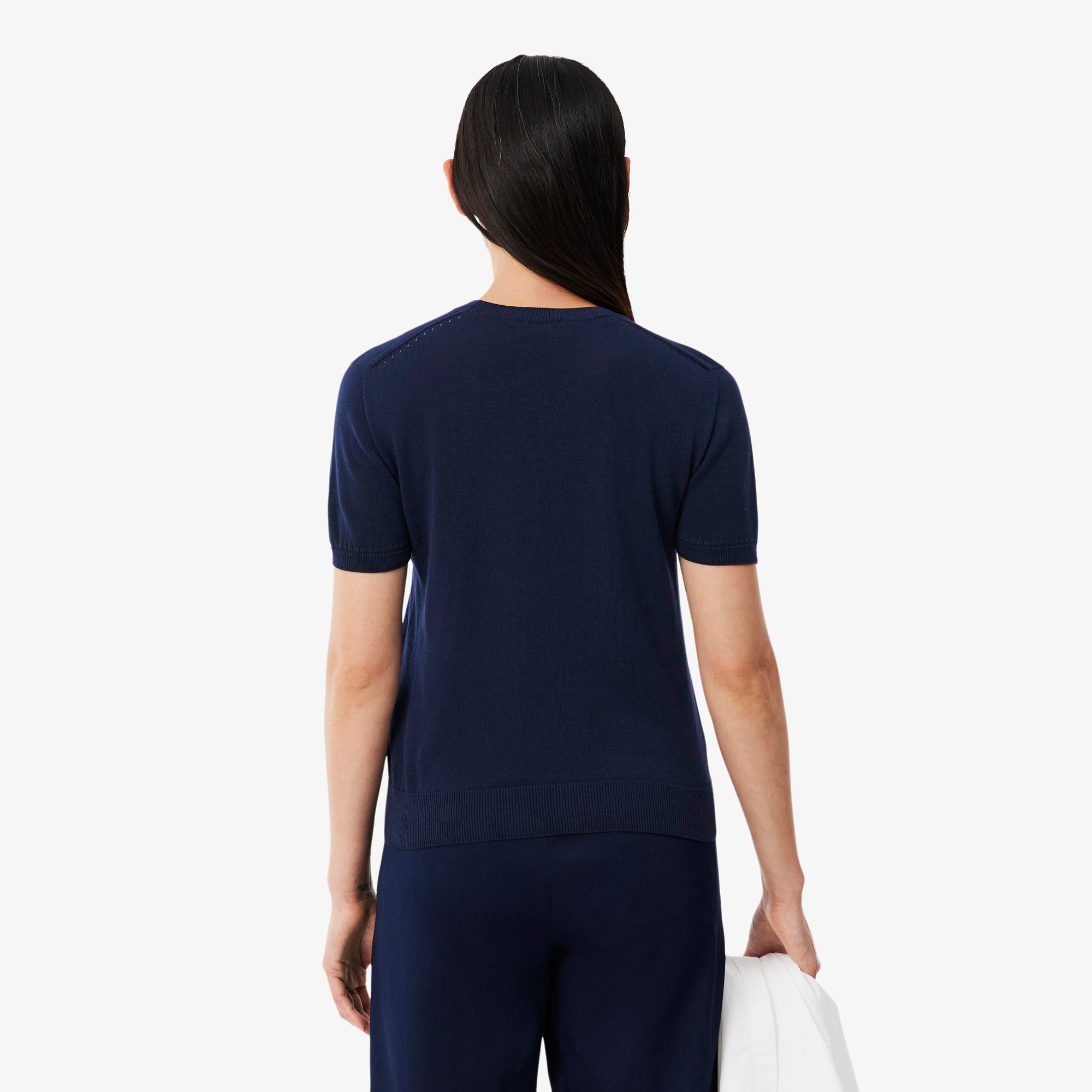 Short Sleeved 3D Knit Sweater - Navy Blue