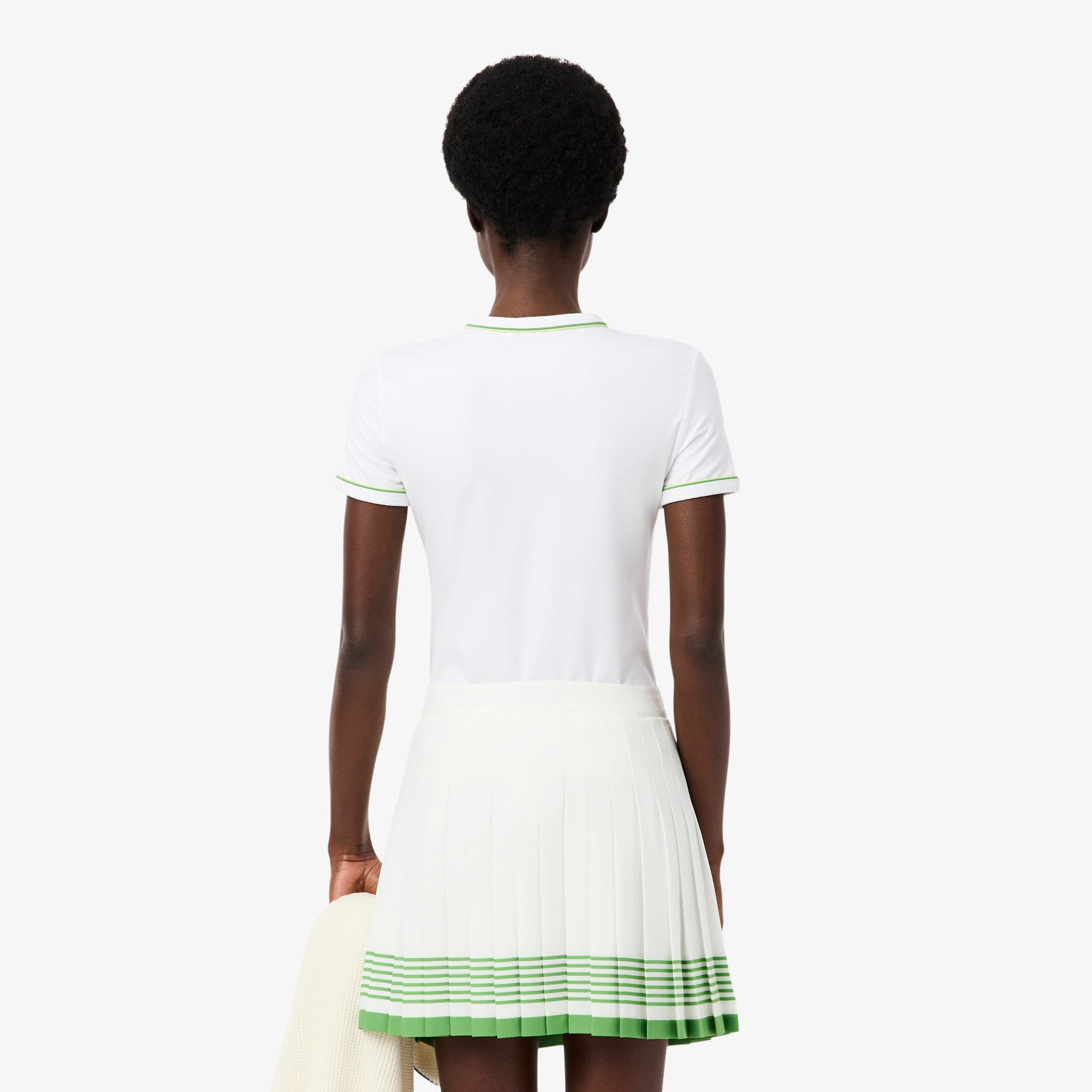 Women's Contrast Trim Jersey T-Shirt - Blanc / Vert