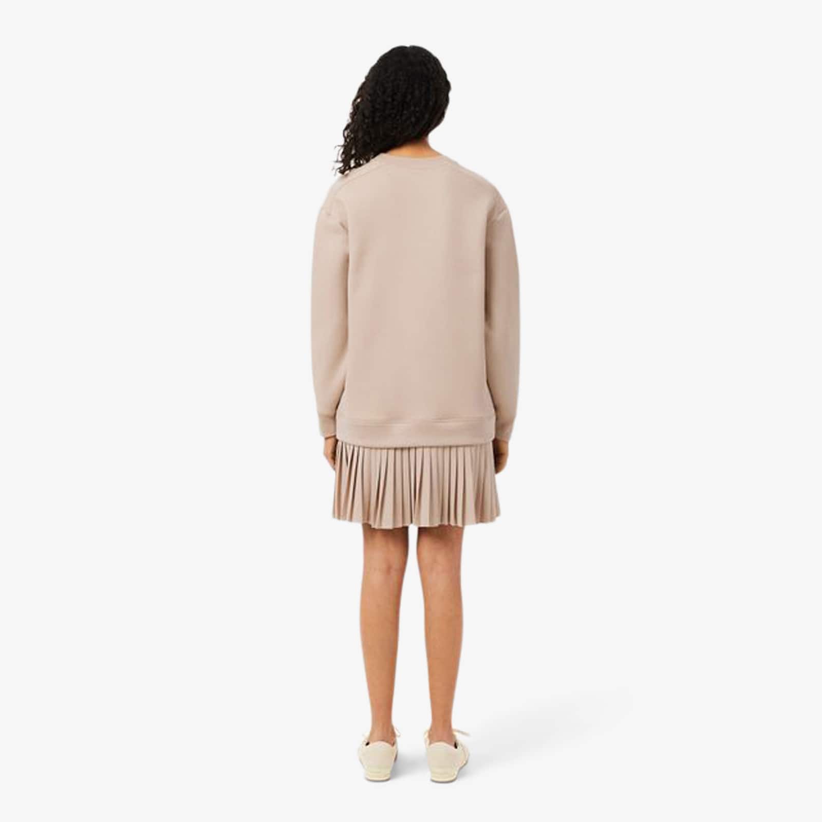 Oversized Cotton Sweatshirt Dress - Beige