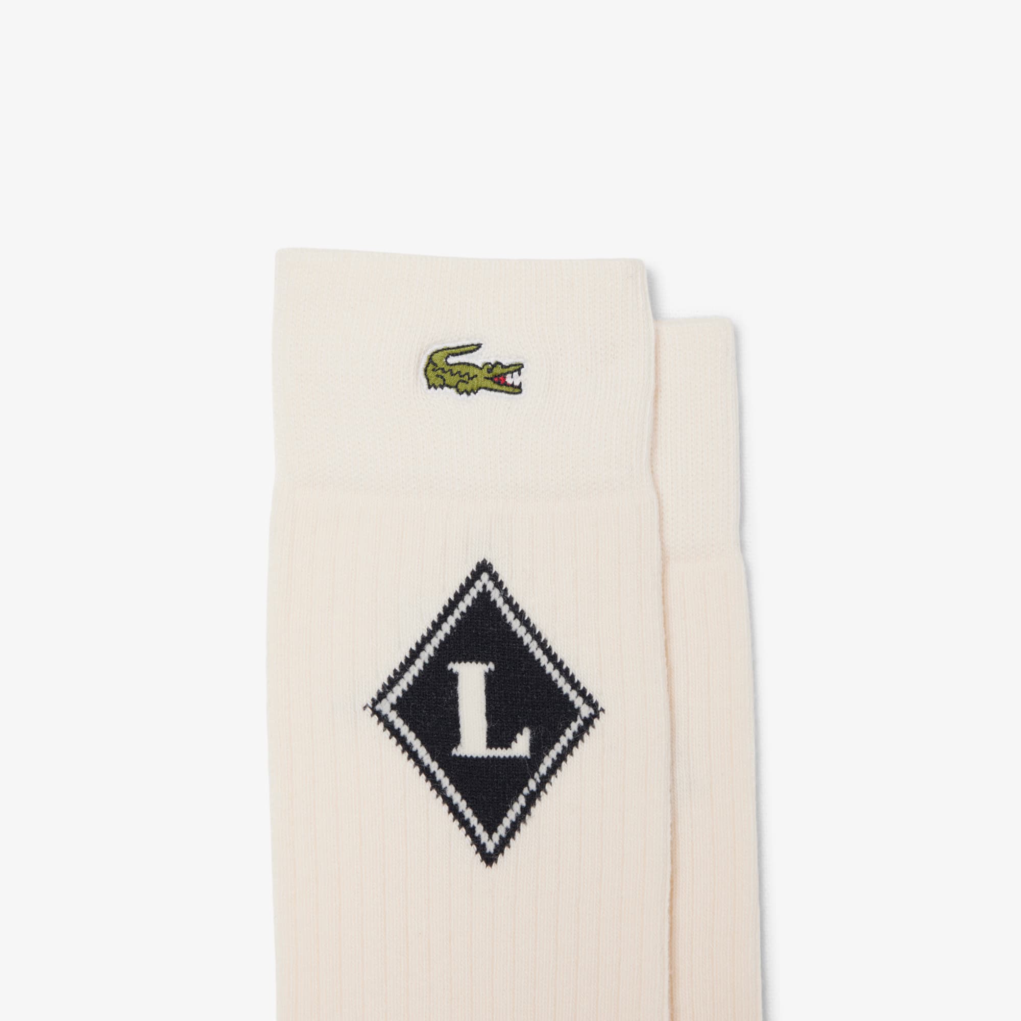 Jacquard Ribbed Socks - Beige / Noir