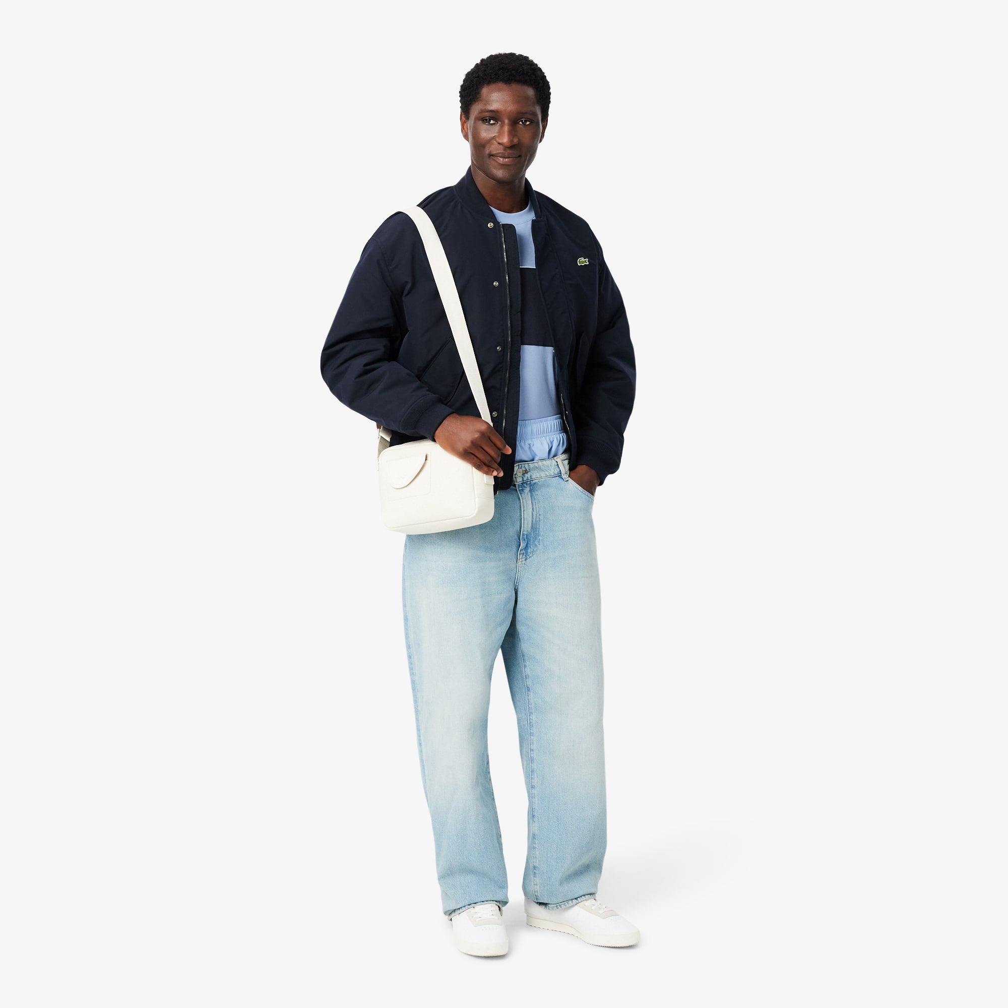 Colorblock Cotton T-Shirt - Bleu Clair / Noir