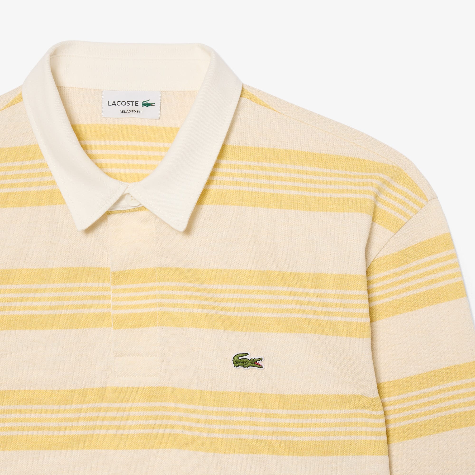 Relaxed Fit Striped Piqué Rugby Polo - Blanc